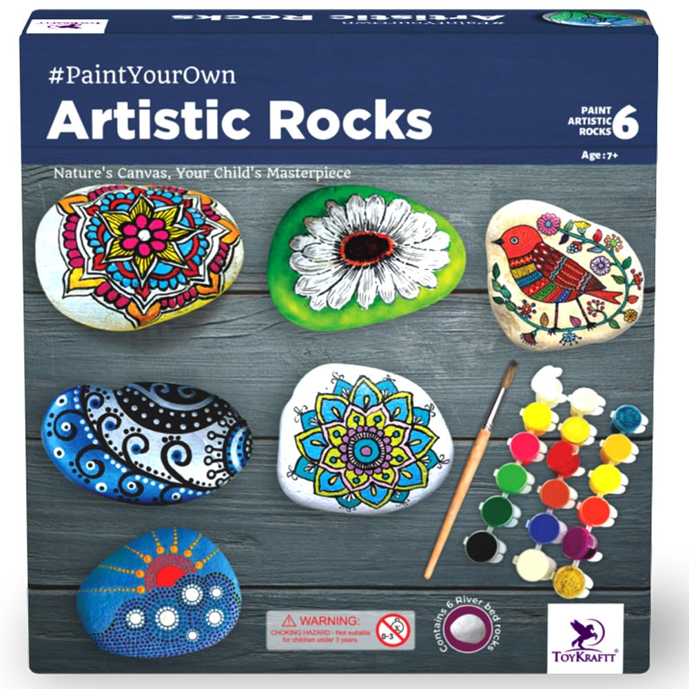 Rock Stone Painting Kit, Art And Craft Kit, Pebbles For Painting Kit For Kids, Gifts For Kids 7 8 9 10 Year Olds - Artistic Rock Painting, Multicolour