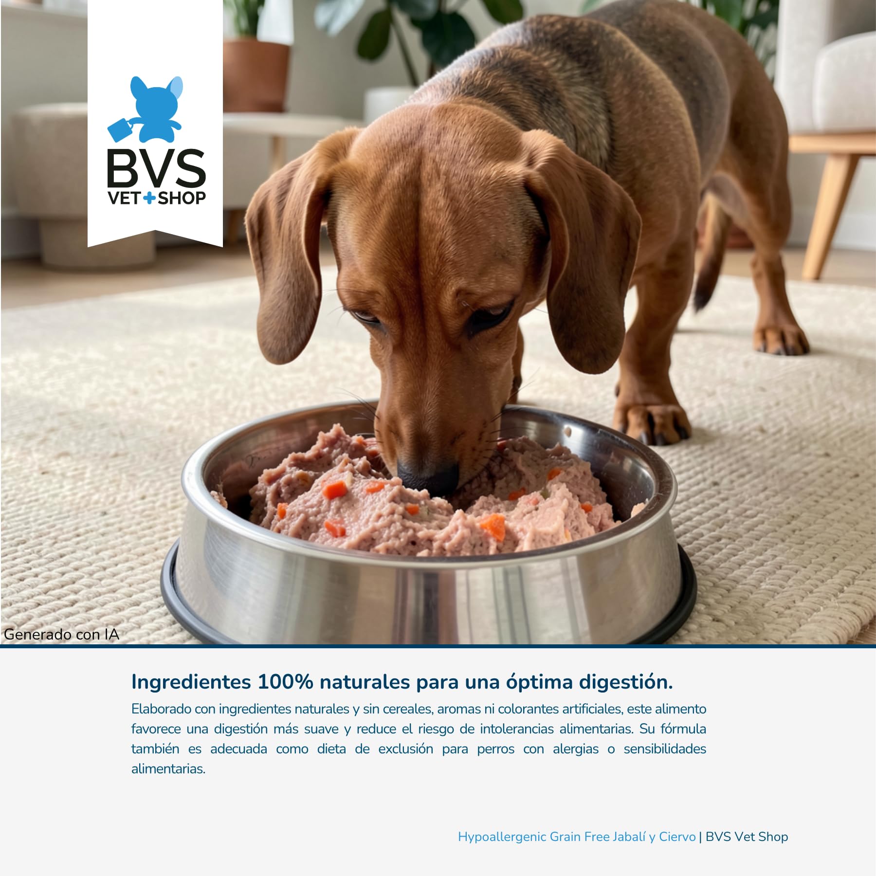BVS Vet Shop | Diet Hypoallergenic Grain Free Jabalí y Ciervo Lata para Perros | Ideal para Perros con alergias o intolerancias extremas desconocidas | 12 unid. x 380 gr