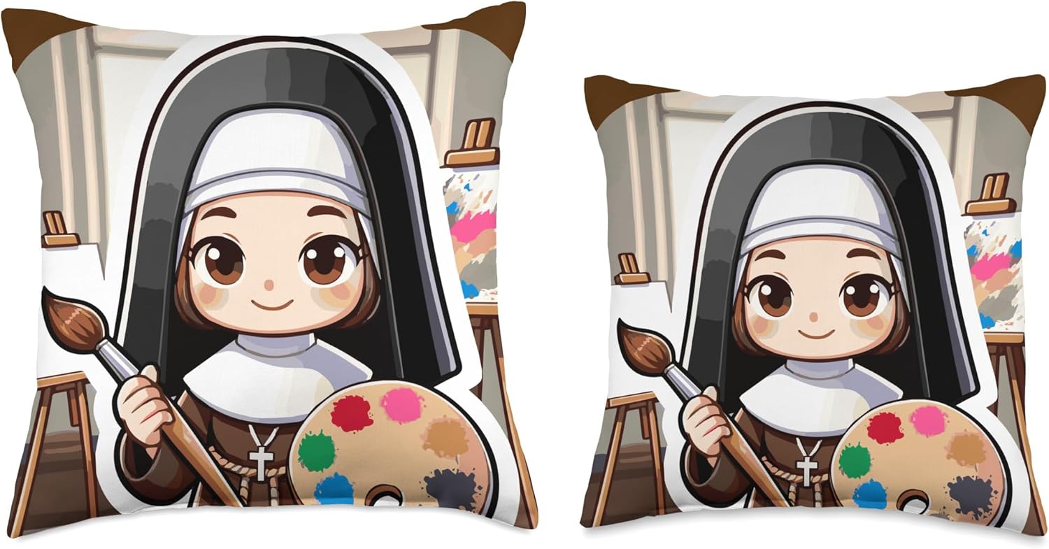 St Catherine of Bologna Patron Saint of Artists Catholic Art Throw Pillow