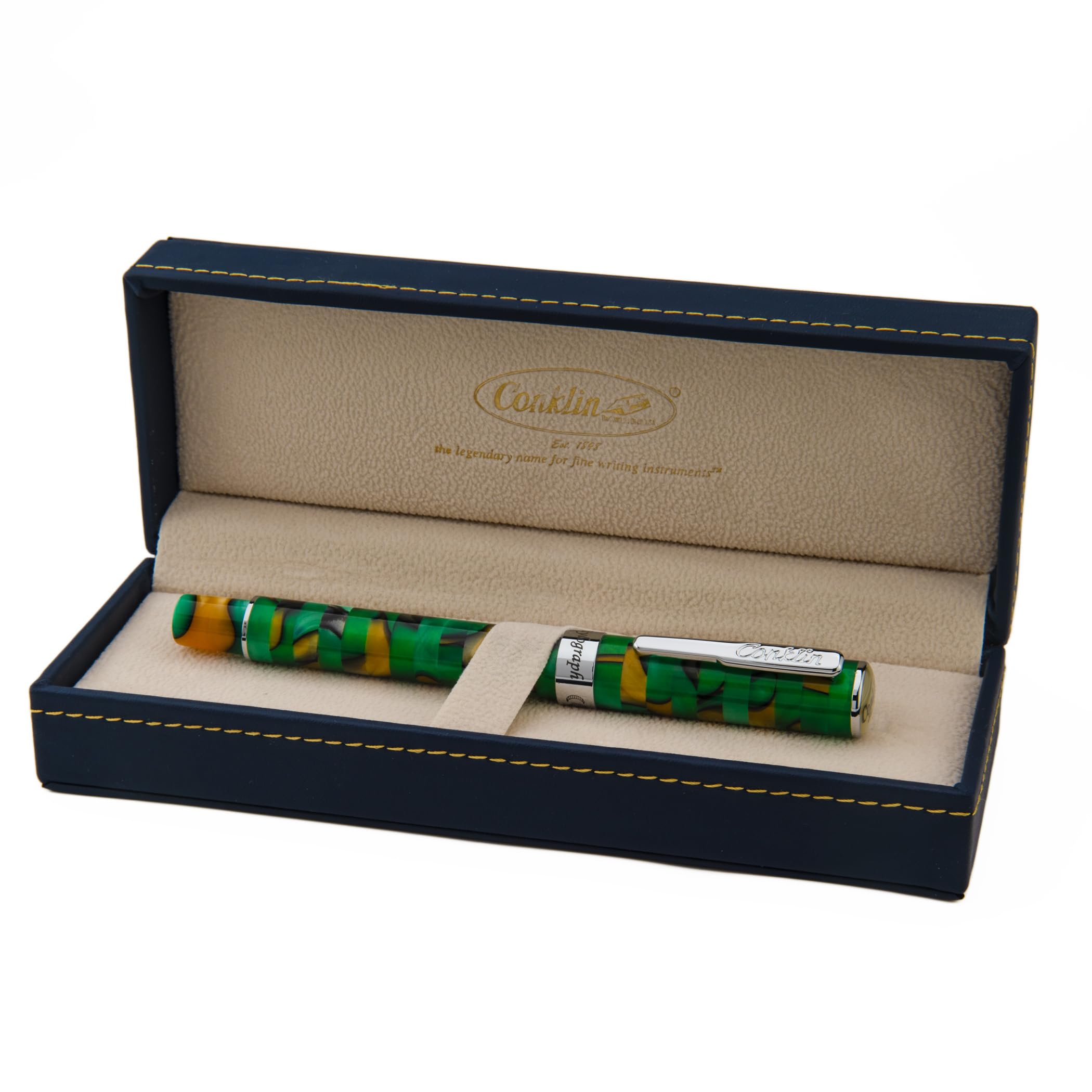 Amazon | Conklin Stylograph モザイク 万年筆 グリーン/ブラウン S
