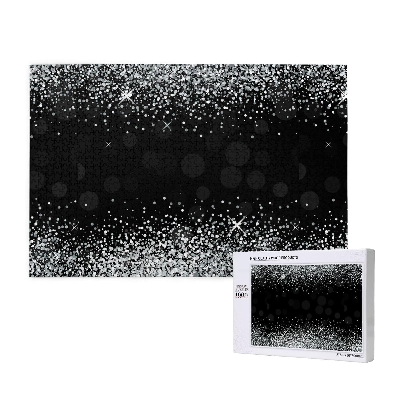 Gioco di puzzle per adulti, puzzle impegnativi, puzzle da 1000 pezzi, glitter argento brillante