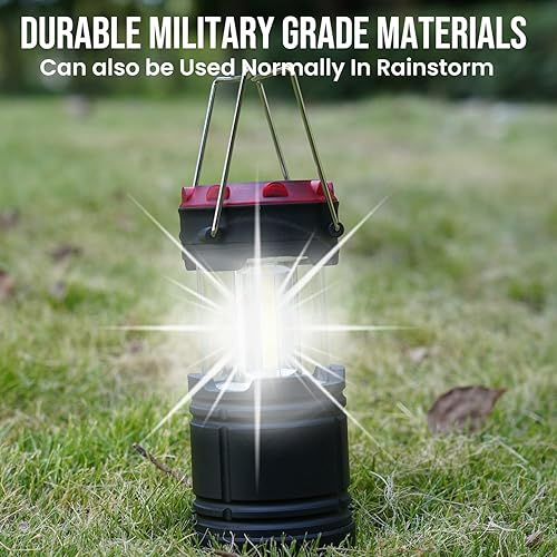 Miniatura 8 de Lichamp Paquete de 2 linternas plegables para camping, luz COB de 300 lm y linterna de 150 lm con estroboscópico rojoSOS, base magnética, funciona