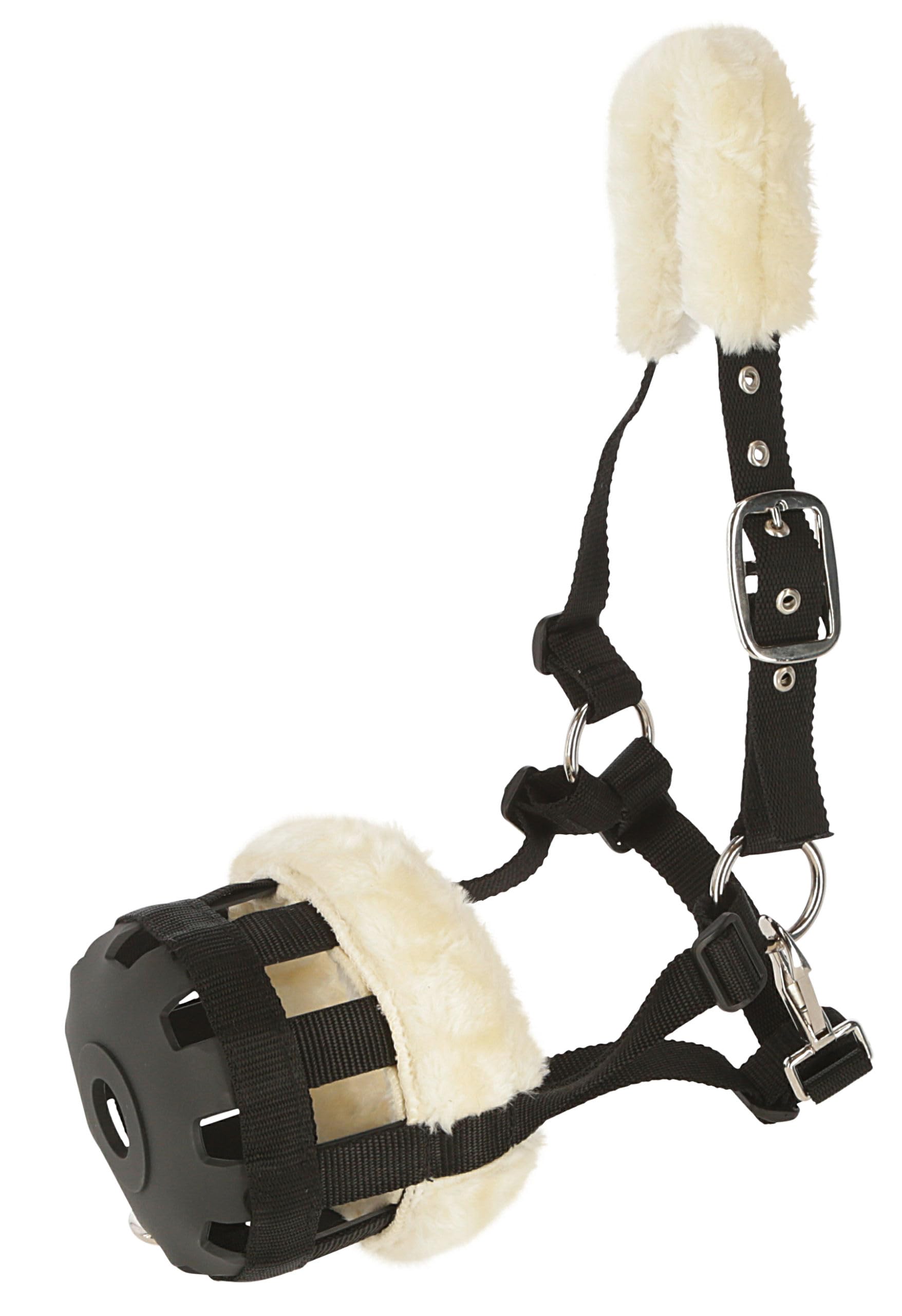 Kerbl Covalliero Bozal Teddyfleece, bozal de pastoreo, Piel sintética, Negro, Full, Caballo, multiajustable, Ajuste Seguro