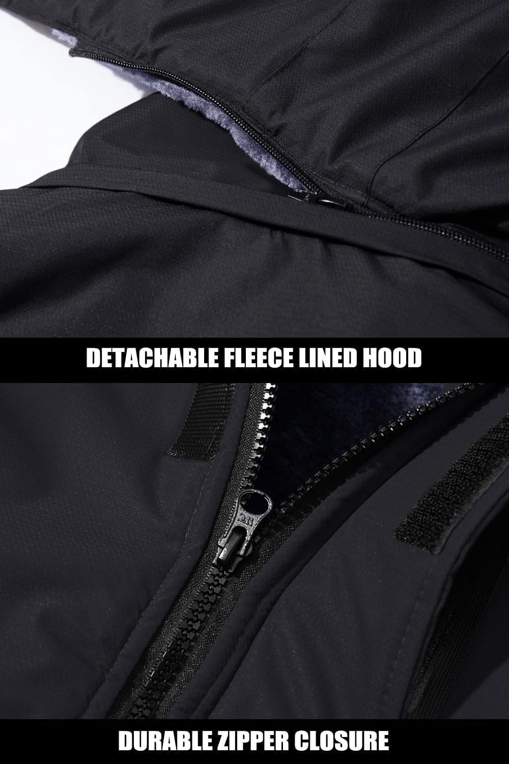 MAGCOMSEN Veste de ski imperméable pour hommes Veste polaire avec capuche coupe-vent pour randonnée extérieure