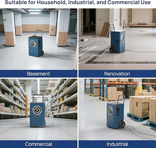 Miniatura 7 de ARGENDON Deshumidificador comercial con bomba para sótano, 110 pintas, deshumidificadores industriales resistentes sobre ruedas con manguera de
