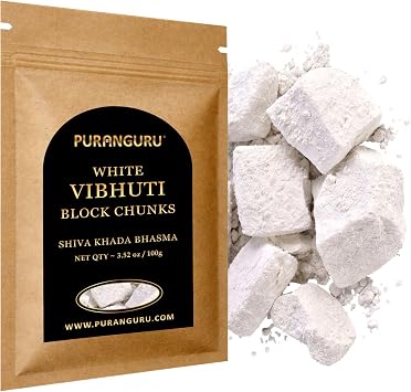 Shiva Khada Bhasma Vibhuti Chunks | 100g | White Non-Scented Vibhooti Block