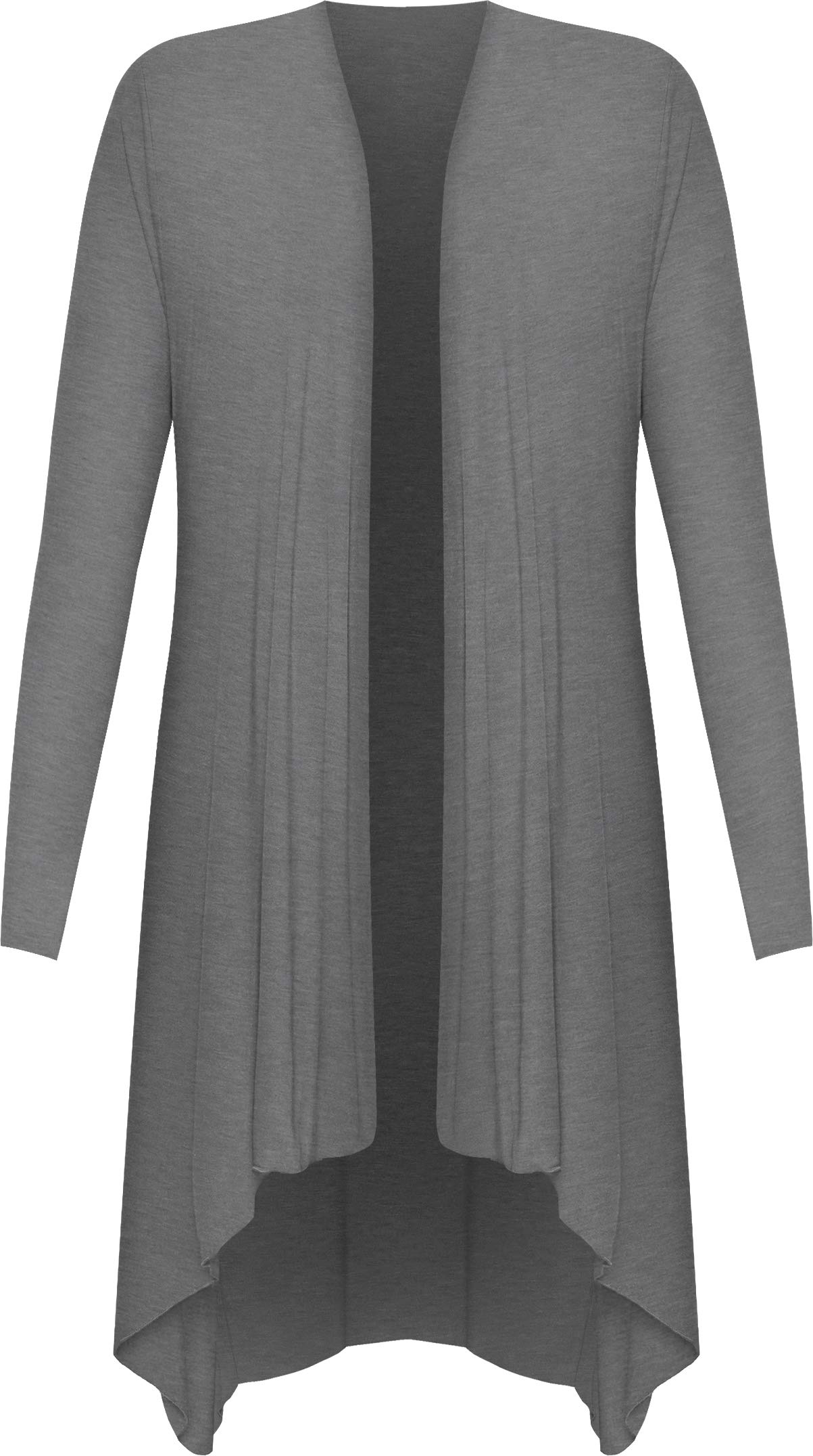 WearAll Women's Plus Size Hank Hem Long Sleeve Open Waterfall Cardigan - Dark Grey - 26-28