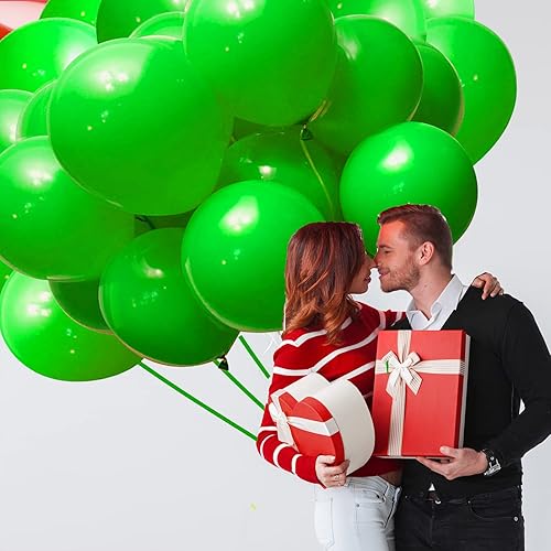 Miniatura 4 de Paquete de 50 globos de color verde manzana brillante de 12 pulgadas, helio verde manzana brillante para fiesta de feliz cumpleaños, globos de látex