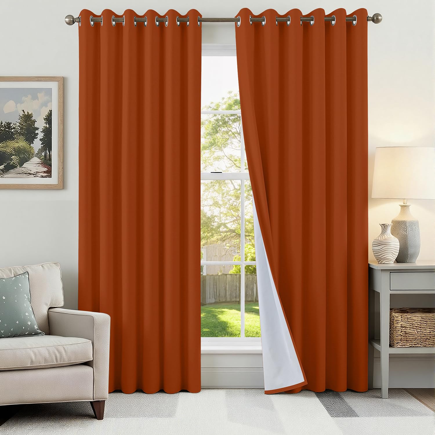Rideau occultant anti chaleur et froid lot de 2 oeillets pour chambre et salon