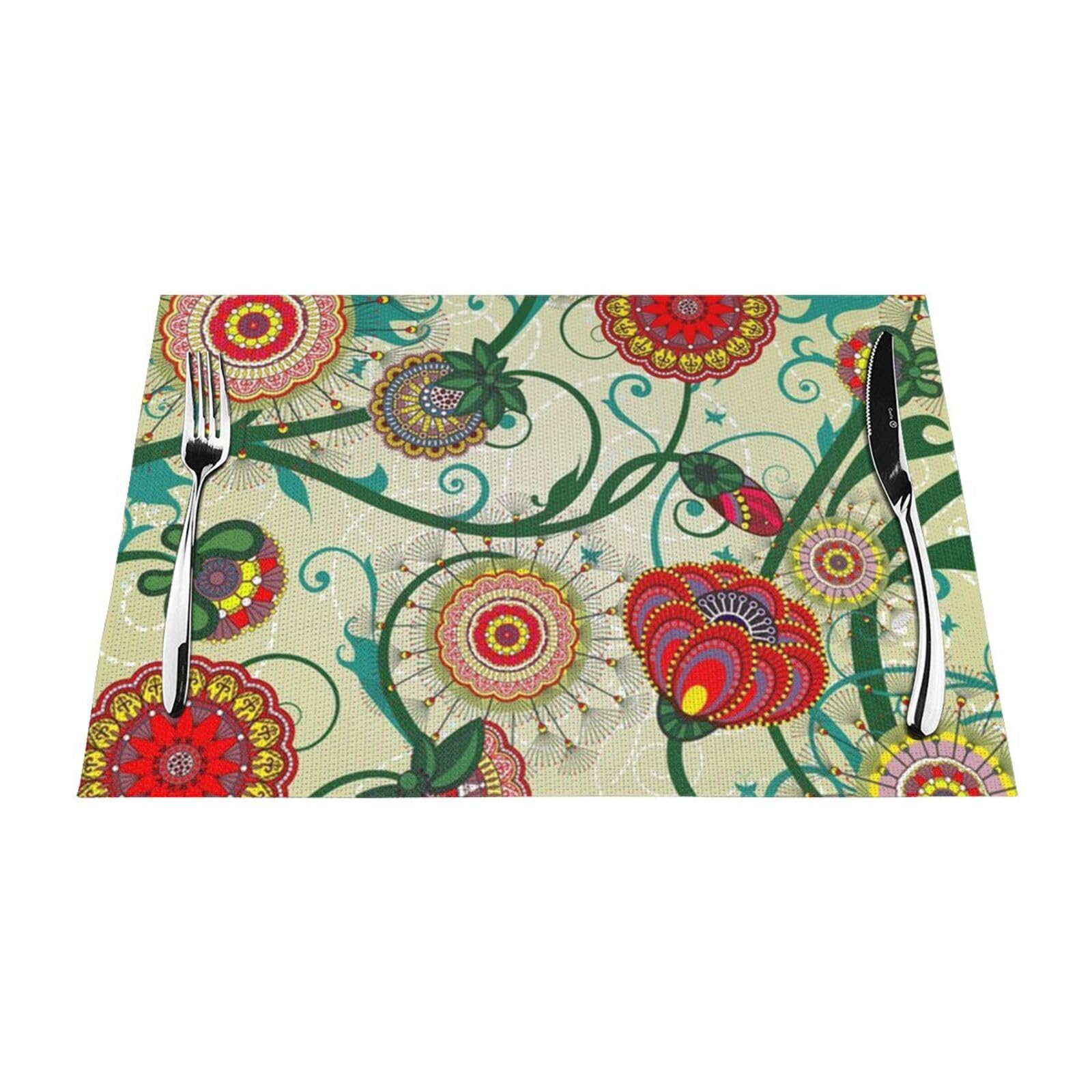 Set de table vintage imprimé floral 45x30 cm lavable pour cuisine