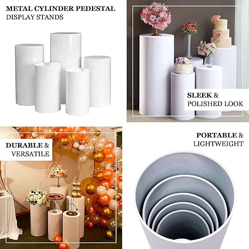 Vista 23 de Efavormart - Juego de 5 fundas de soporte para caja de exhibición cilíndrica de elastano, color negro, fundas elásticas para pilar de pedestal, 160