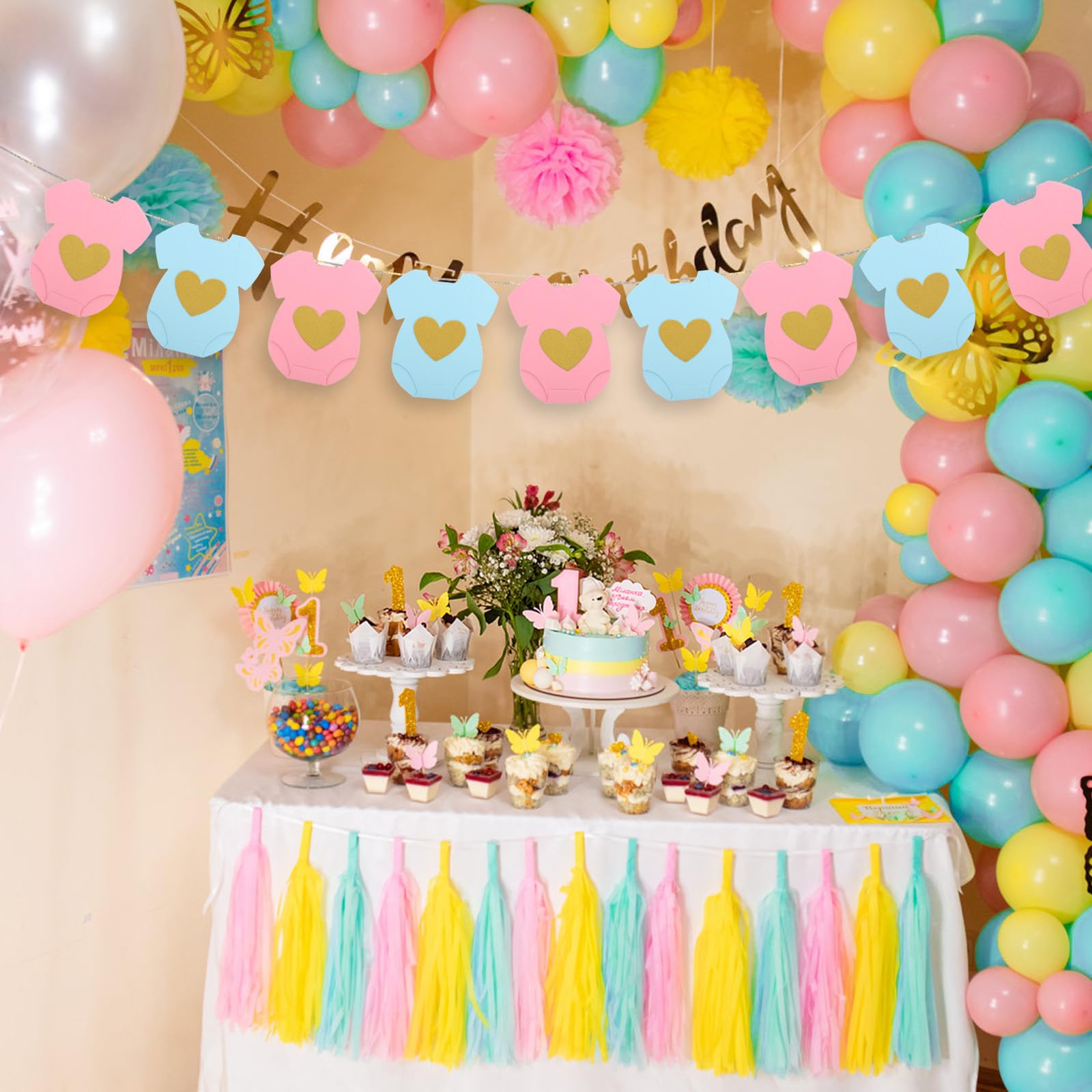 Blue Pink Baby Shower Paper Garland - Image 4