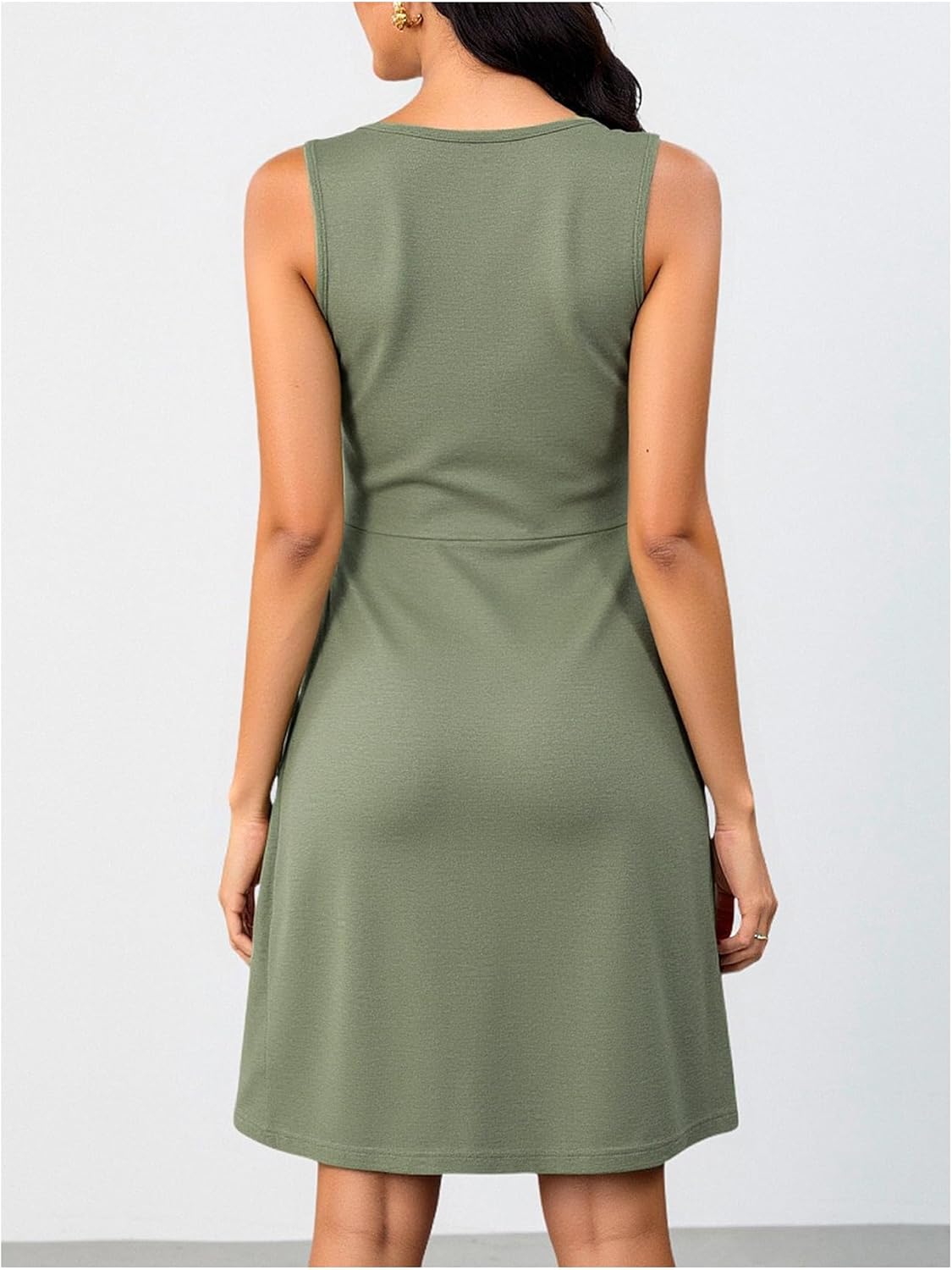 Women's Summer Twist Front V Neck Dress Sleeveless Elegant Casual Dresses - Image 2