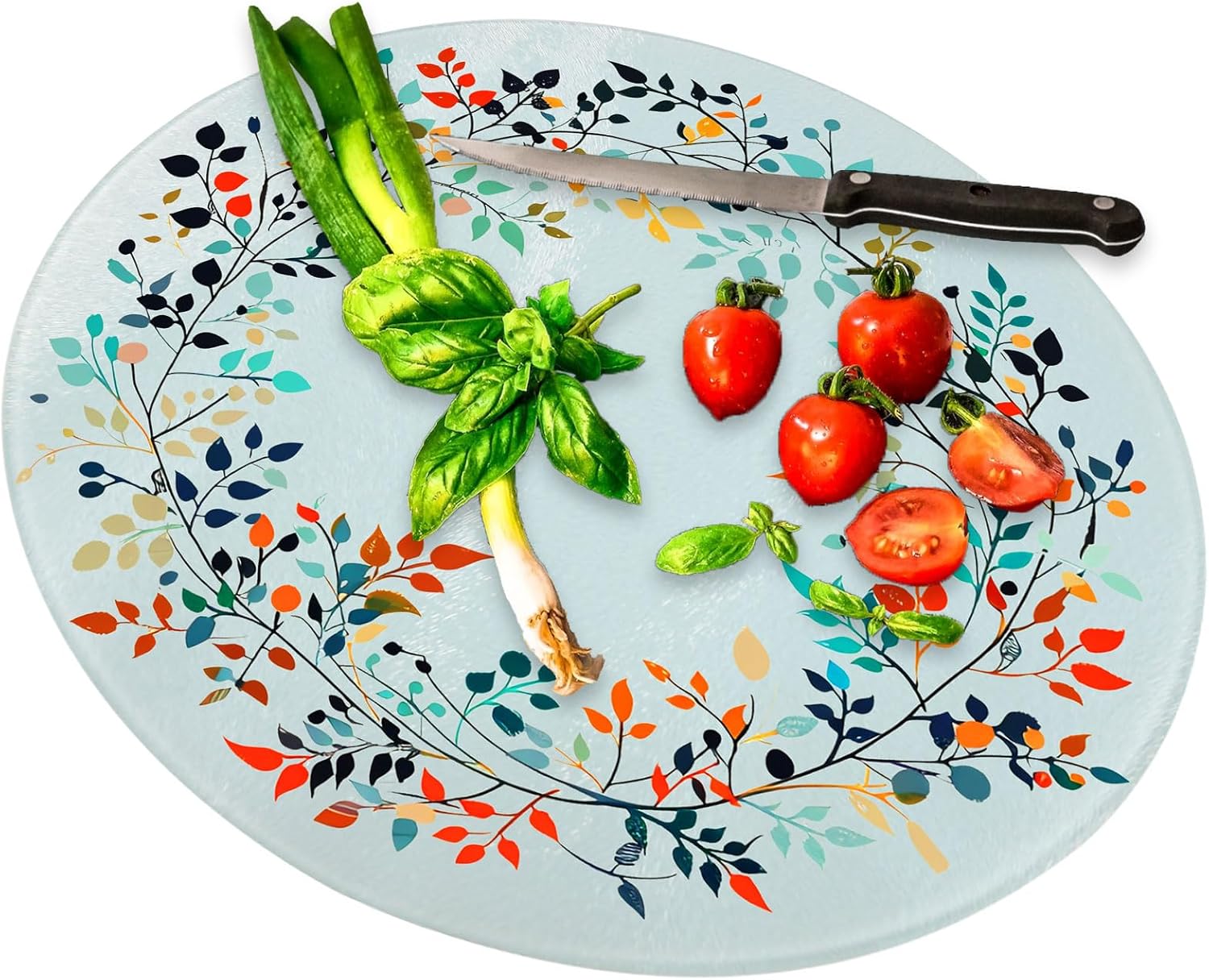 CALCA 11.8in Sublimation Cutting Board Blanks Round Tempered Glass Cutting Board Anti Slip Scratch Resistant Cutting Boards with White Coating, Textured Surface 20pcs/ctn