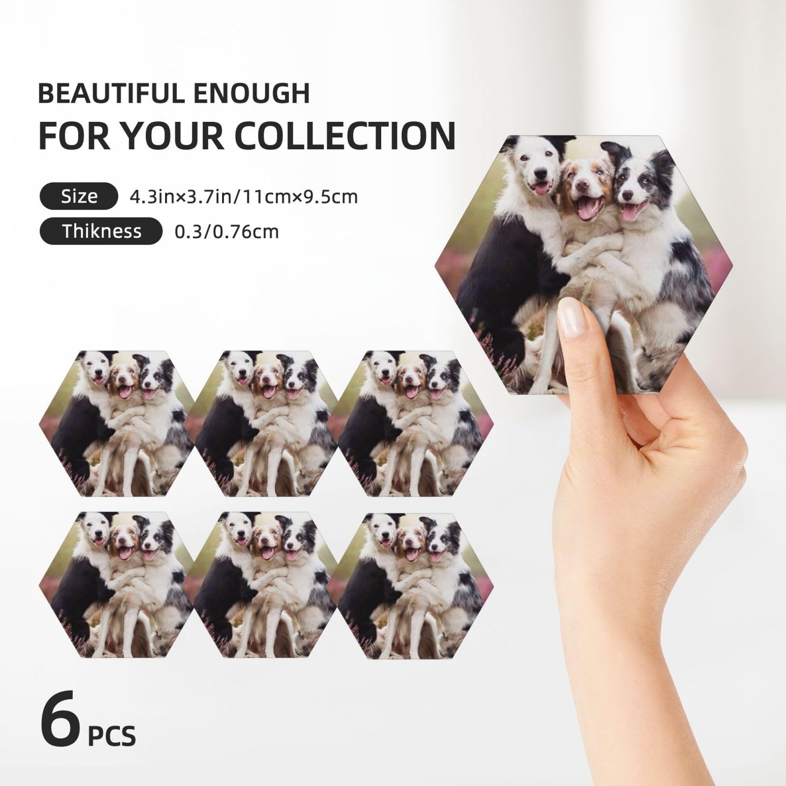 Simpatico cane stampato sottobicchiere in ceramica set di 6 sottobicchieri decorativi