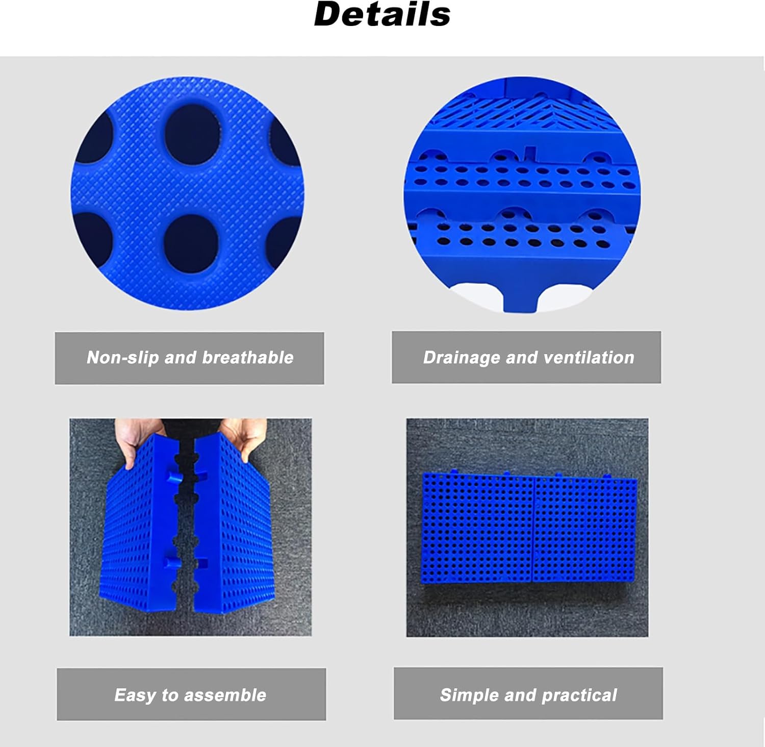 Plastic Pallets Waterproof, Lightweight Storage Grid Pad, Safety Storage Grid Pads, Nestable Grids Article Racks for Warehouses, Storage Rooms, Garage(100x50cm/39.4x19.6in)