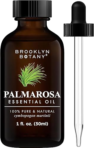 Brooklyn Botany Aceite esencial de palmarosa  100% puro y natural  Aceite esencial de grado terapéutico con cuentagotas  Aceite de palmorosa para
