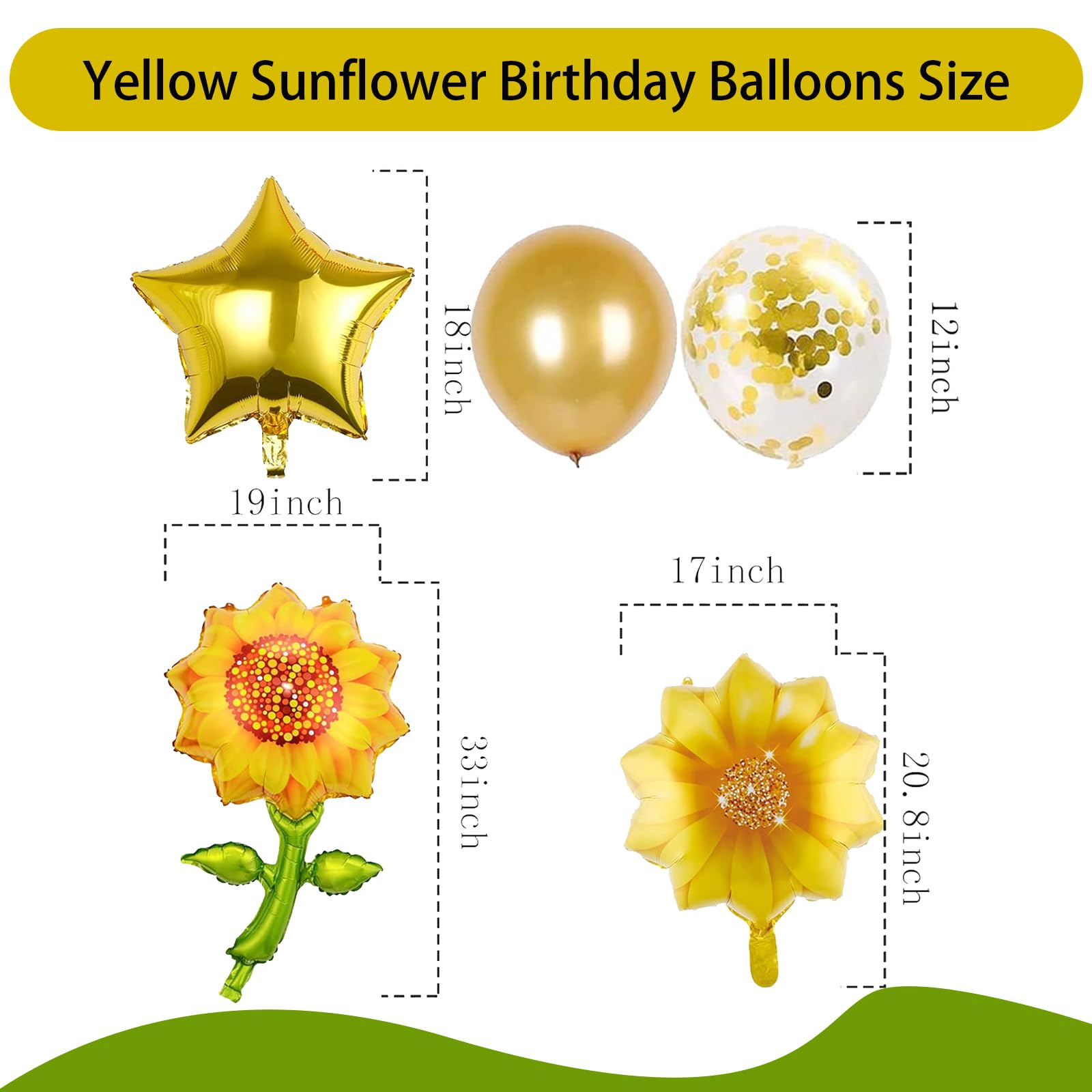 Balony urodzinowe z żółtym słonecznikiem, folia aluminiowa, balony mylarowe w kształcie słonecznika, na letnie słońce, urodziny, baby shower, dekoracje weselne