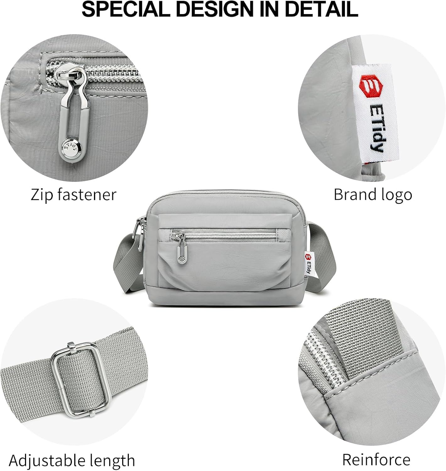 ETidy Nylon Small Womens Crossbody Bag Casual Shoulder Handbag Mini Purse With Adjustable Strap | Nylon, Small, Casual, Mini, Adjustable Strap - Image 4