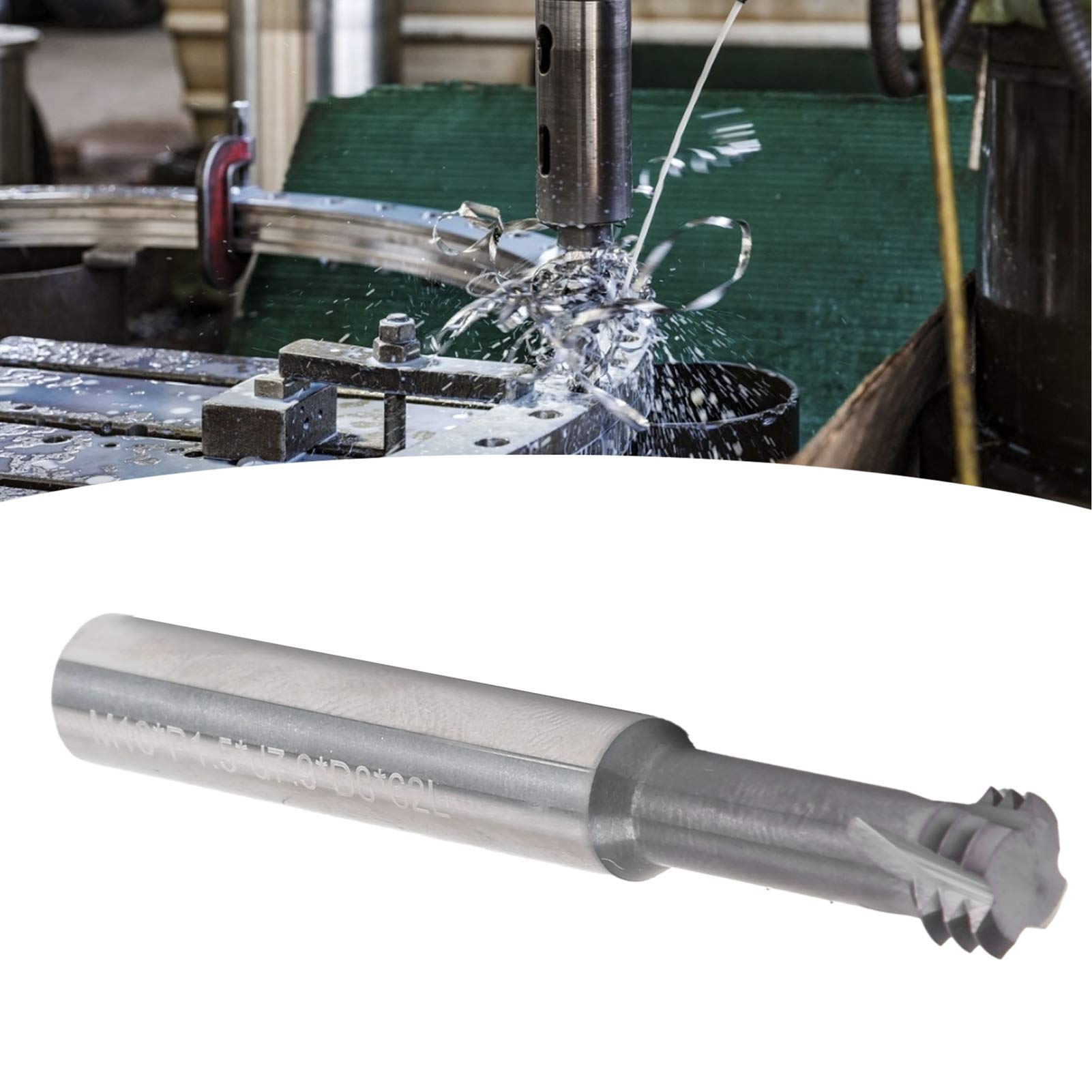 Cutter di fresatura a 3 denti Tungsteno in acciaio a spirale Bit CNC Taglietta CNC M10x1.5xd8x60 per la lavorazione del metallo