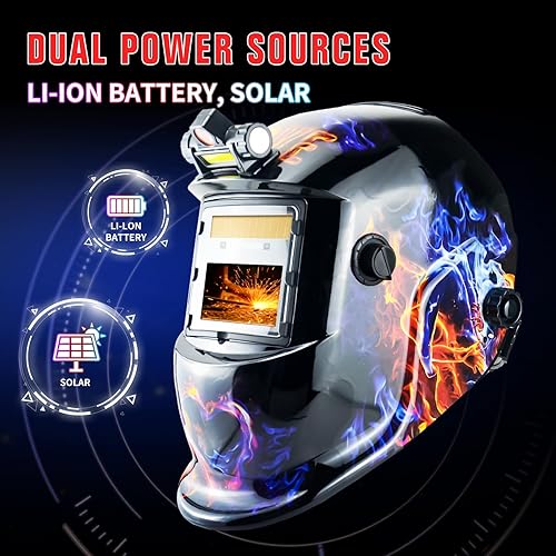 Miniatura 8 de TRQWH - Casco de soldadura con luz, color verdadero, oscurecimiento automático para hombres, casco de soldadura con energía solar con 2 sensores de