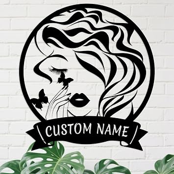 Personalized Hair Dresser Metal Sign Customized Beauty Salon Women Metal Wall Decor, Custom Hairdresser Name Sign Salon Decor, Hair Stylist Gifts for Barber, Women Design 4