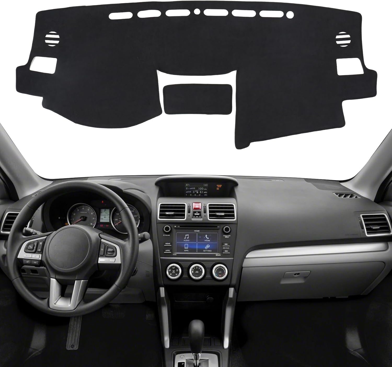 Dashboard Cover Mat for Subaru 2014-2018 Forester Accessories Black Flannel Material Anti-Slip Dash Cover Mat Sunshade Glare UV Rays Protector