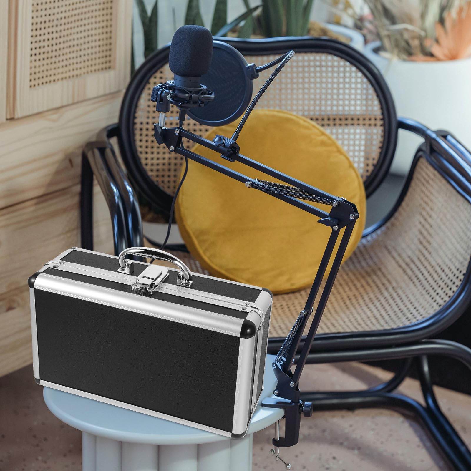Zerodeko Valigetta in Lega di Alluminio per Microfono Wireless Professionale Guscio Rigido e Imbottitura Interna in Schiuma Regolabile per Trasporto e Viaggio
