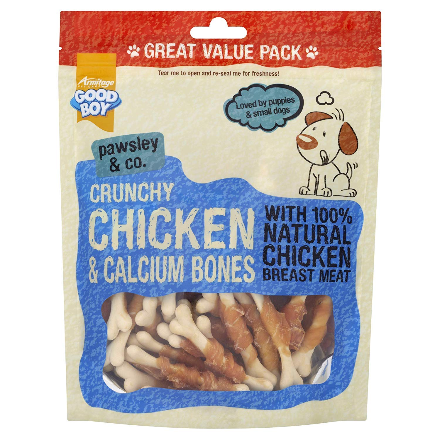 3XPawsley & Co Crunchy Chicken & Calcium Bones 350g (Single Pack)