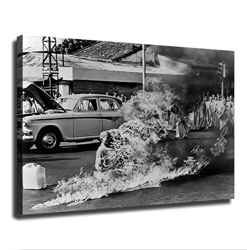 Buddhist Monk Thich Quang Duc Was Burned To Death in Protest of A Retro Poster Canvas Print Inspirational Wall Decor Home Decor Art Aesthetic