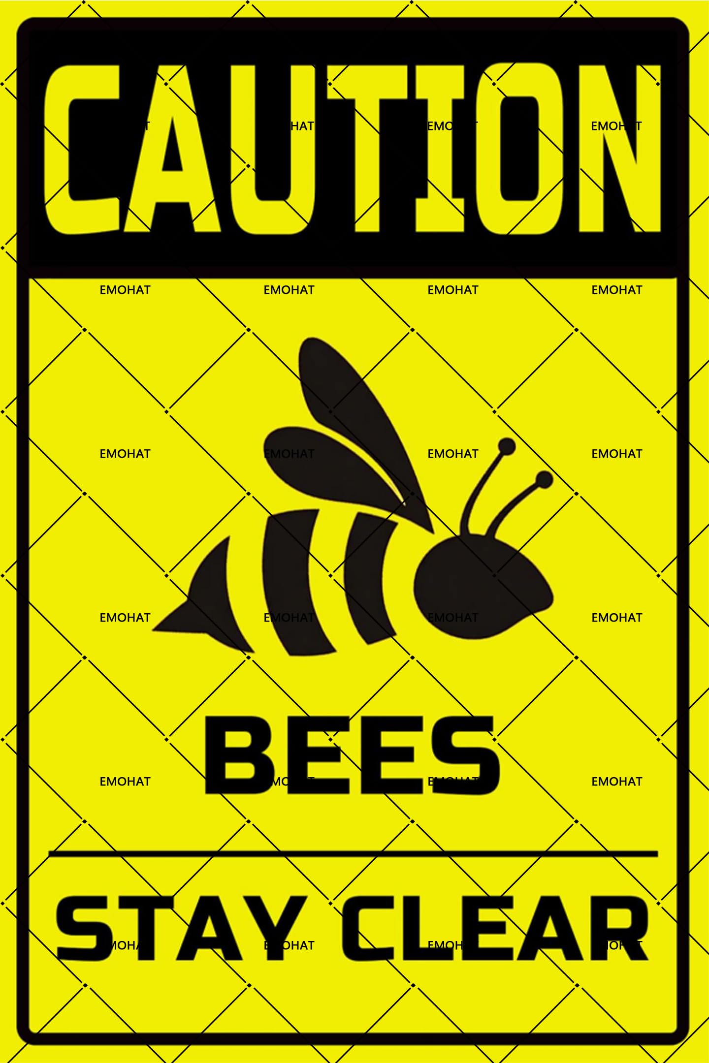 Caution Bees Stay Clear Metal Tin Sign, Farmhouse Retro Wall Decor for Outdoor Bees Premises, 8x12 Inch Funny Warning Sign for Farm Cafe People Cave