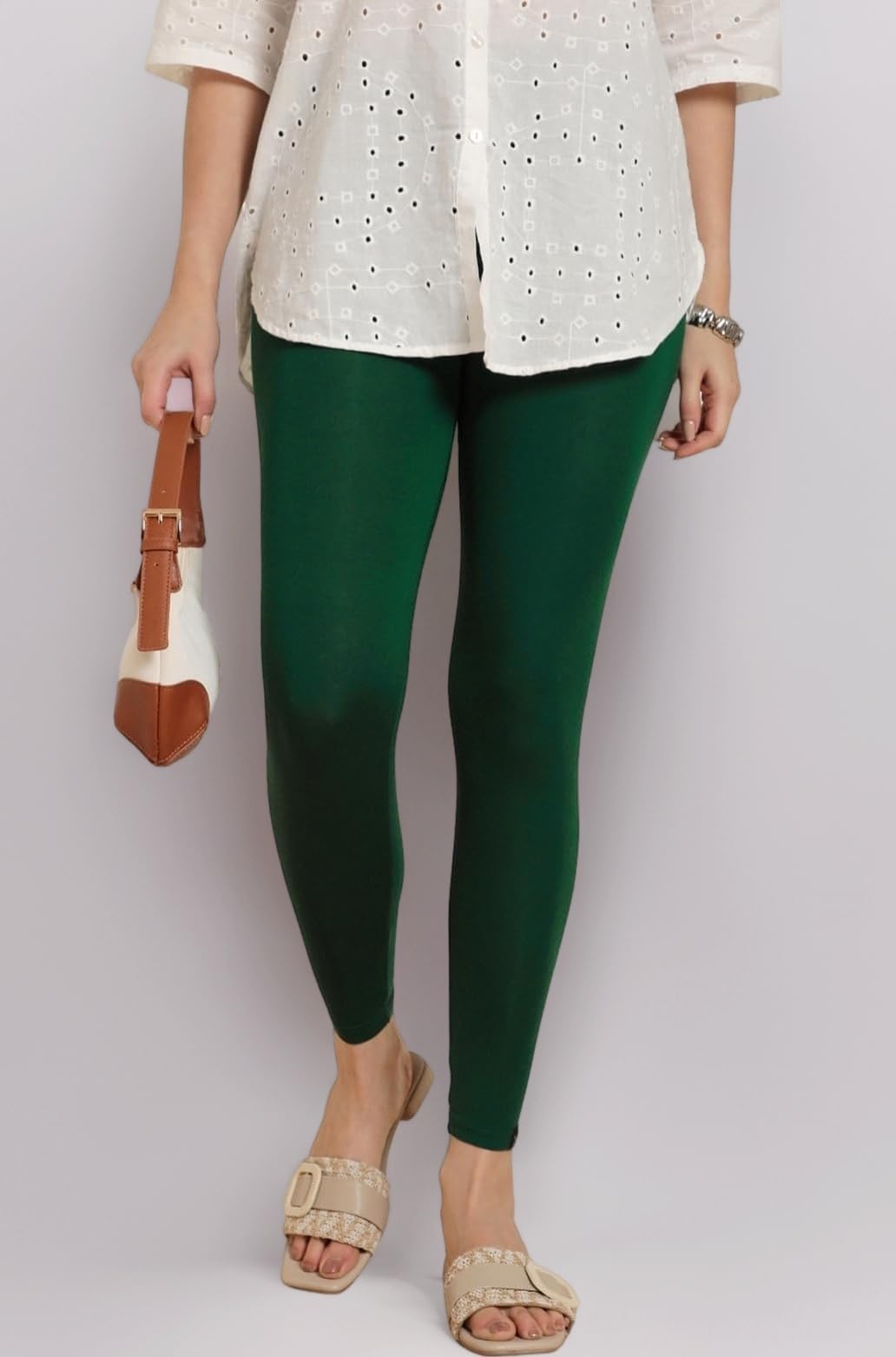 TWIN BIRDS Viscose Elastane Stretch Leggings for Women | Mid Rise Skinny Fit, High Ankle & 7/8 Cropped Length Active Legging