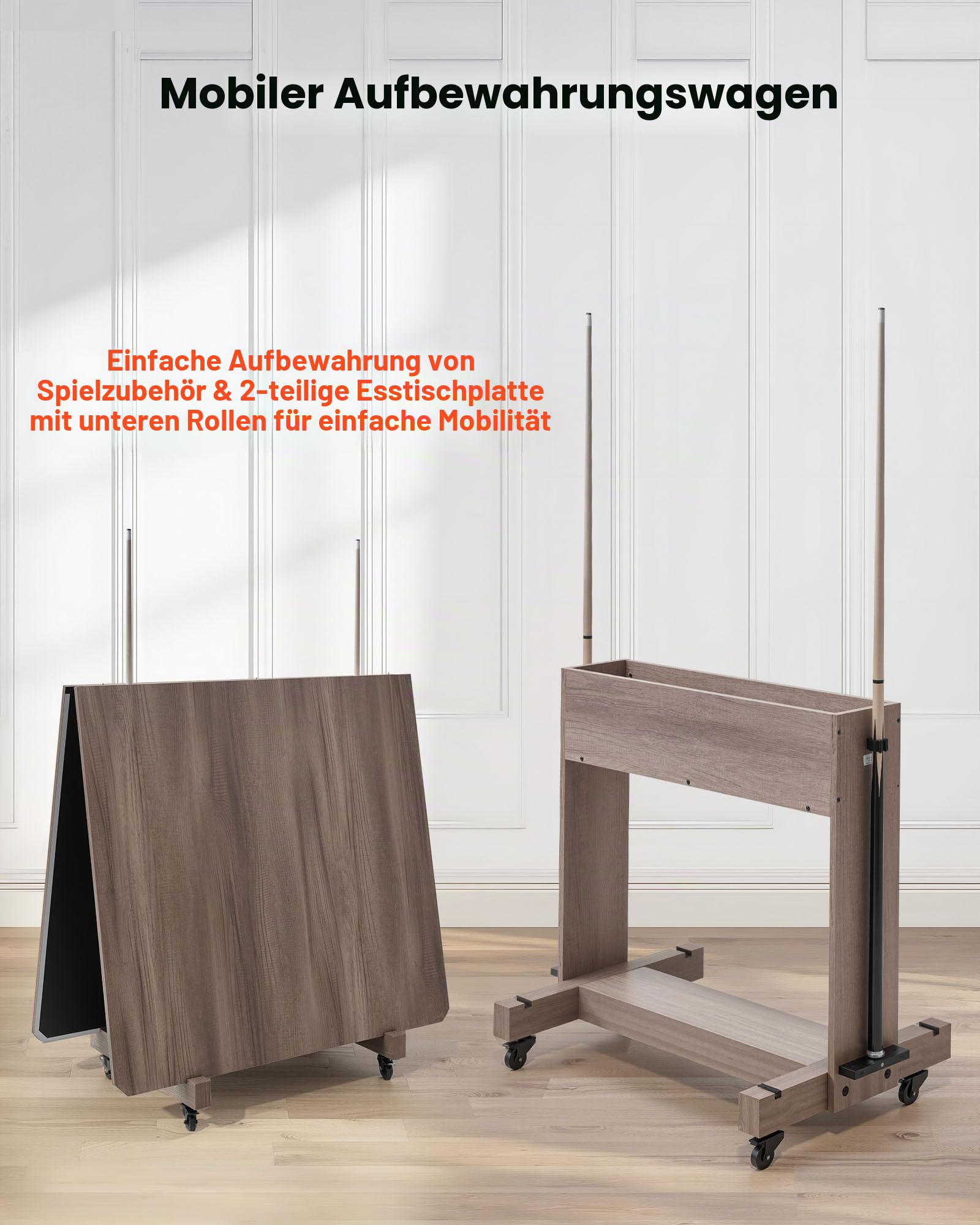 VEVOR 214 cm Billardtisch 3 in 1 Tischspiele mit Essplatte Tischtennisplatte, 137 kg belastbar, Queue-Ständer Kreidebürste