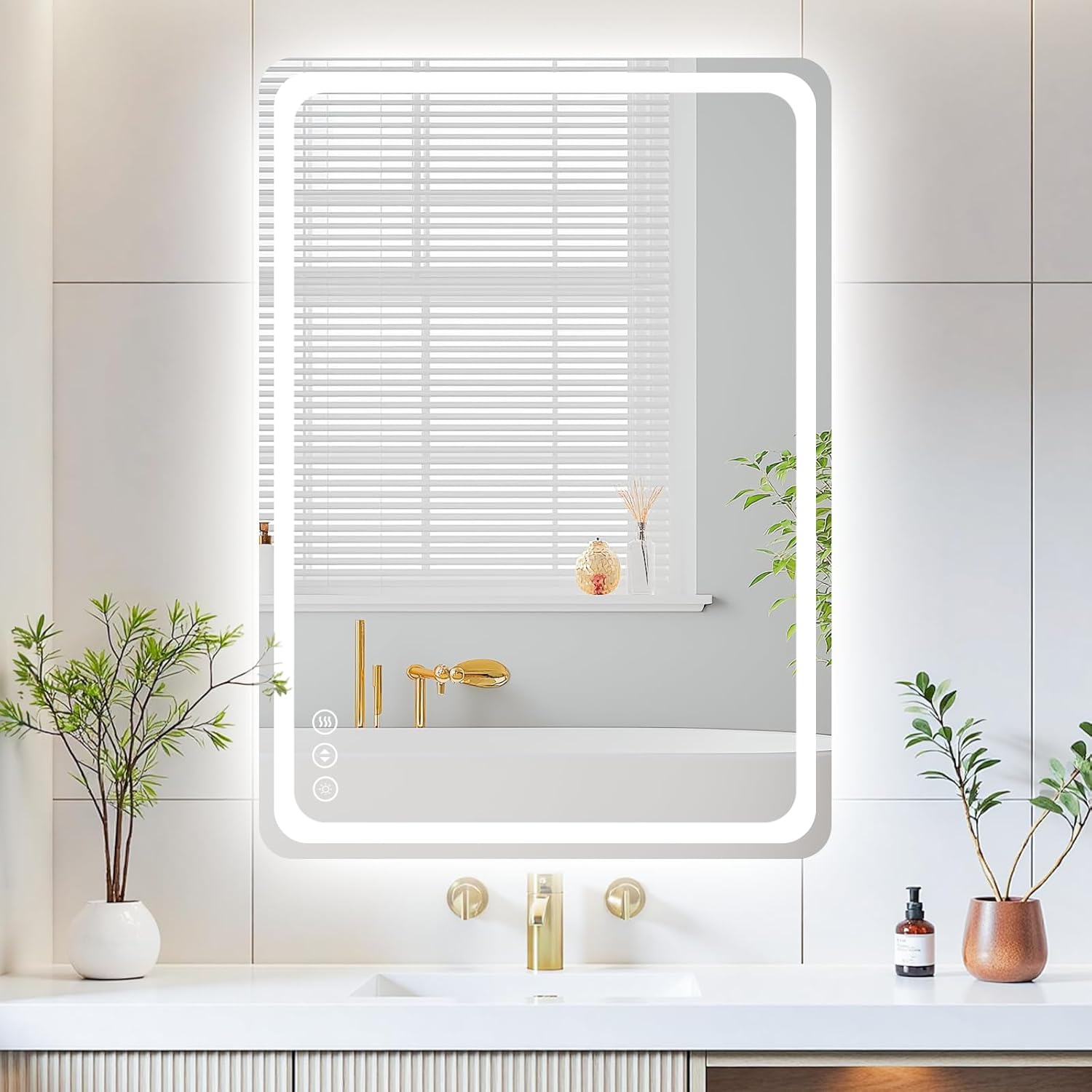 20″L x 28″W Led Bathroom Mirror with Lights, Anti-Fog & Tri-Color Lighting – Wall Mounted Shaving Mirror with Touch Sensor, Waterproof & Smart LED Vanity Mirror,Tempered Glass, Dimmable Smart Mirror 20″L x 28″W Led Bathroom Mirror with Lights, Anti-Fog & Tri-Color Lighting – Wall Mounted Shaving Mirror with Touch Sensor, Waterproof & Smart LED Vanity Mirror,Tempered Glass, Dimmable Smart Mirror