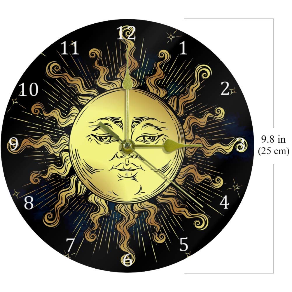 太陽デザイン 壁掛け時計 金色と黒色 太陽デザイン 壁掛け時計 金色と黒色 太陽デザイン 壁掛け時計