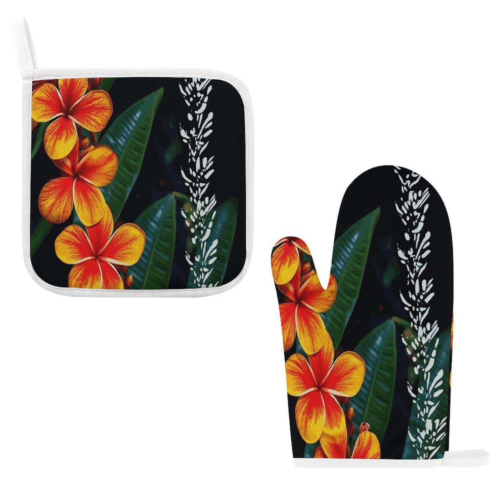 Fodpand Style Eye-Catching Hawaiian Flowers Oven Mitts And Pot Holders Sets