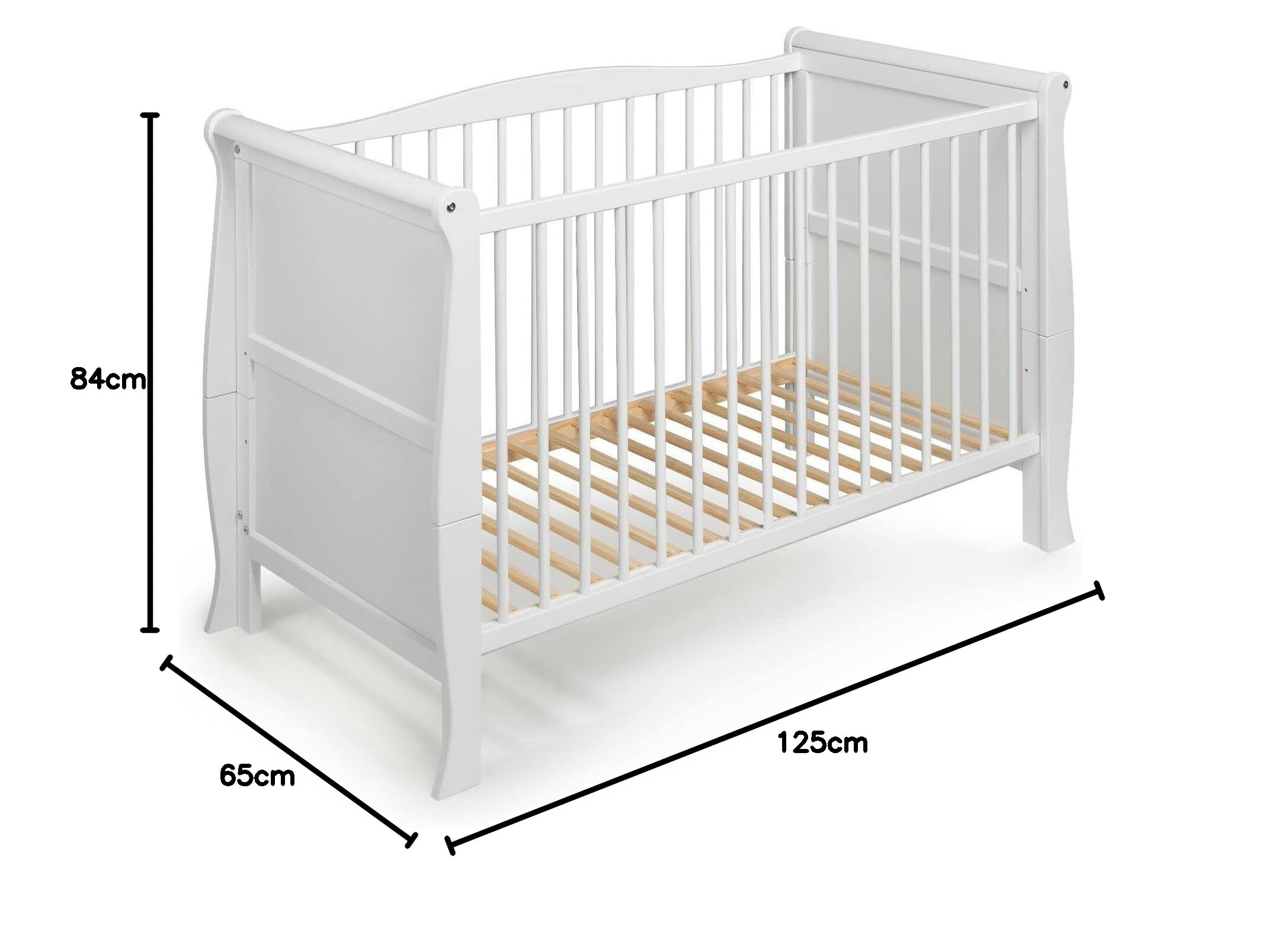Marsell Baby Gitterbett Babybett Kinderbett mit Aloe Vera Schaumstoffmatratze Zahnschienen höhenverstellbar Weiß umbaubar zum Juniorbett