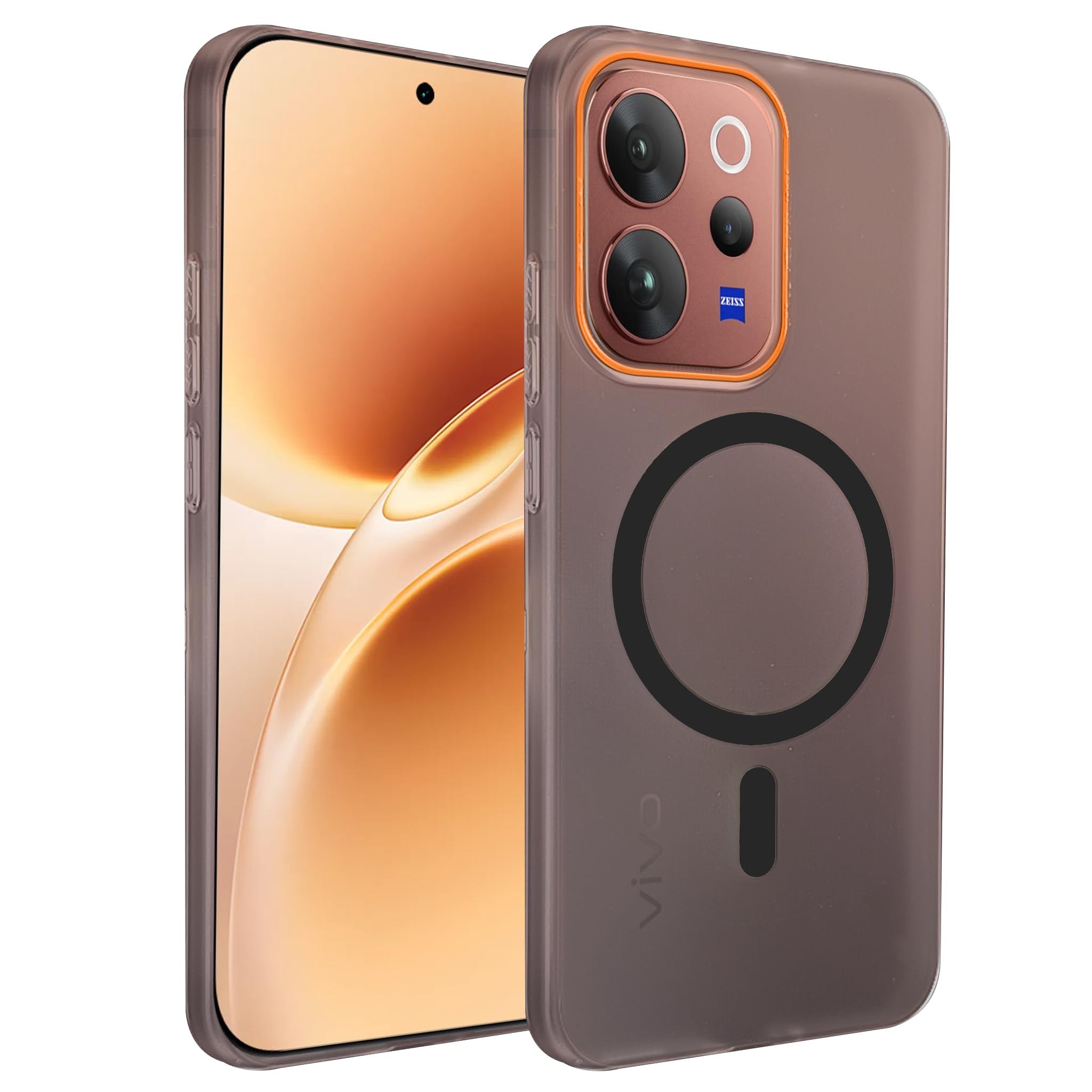 GADVIK Compatible for vivo V70 5G Frosted Translucent Hard Back | Only Compatible with Wireless Magnetic Accessories | Thin and Slim Magnetic Back Cover (Black)