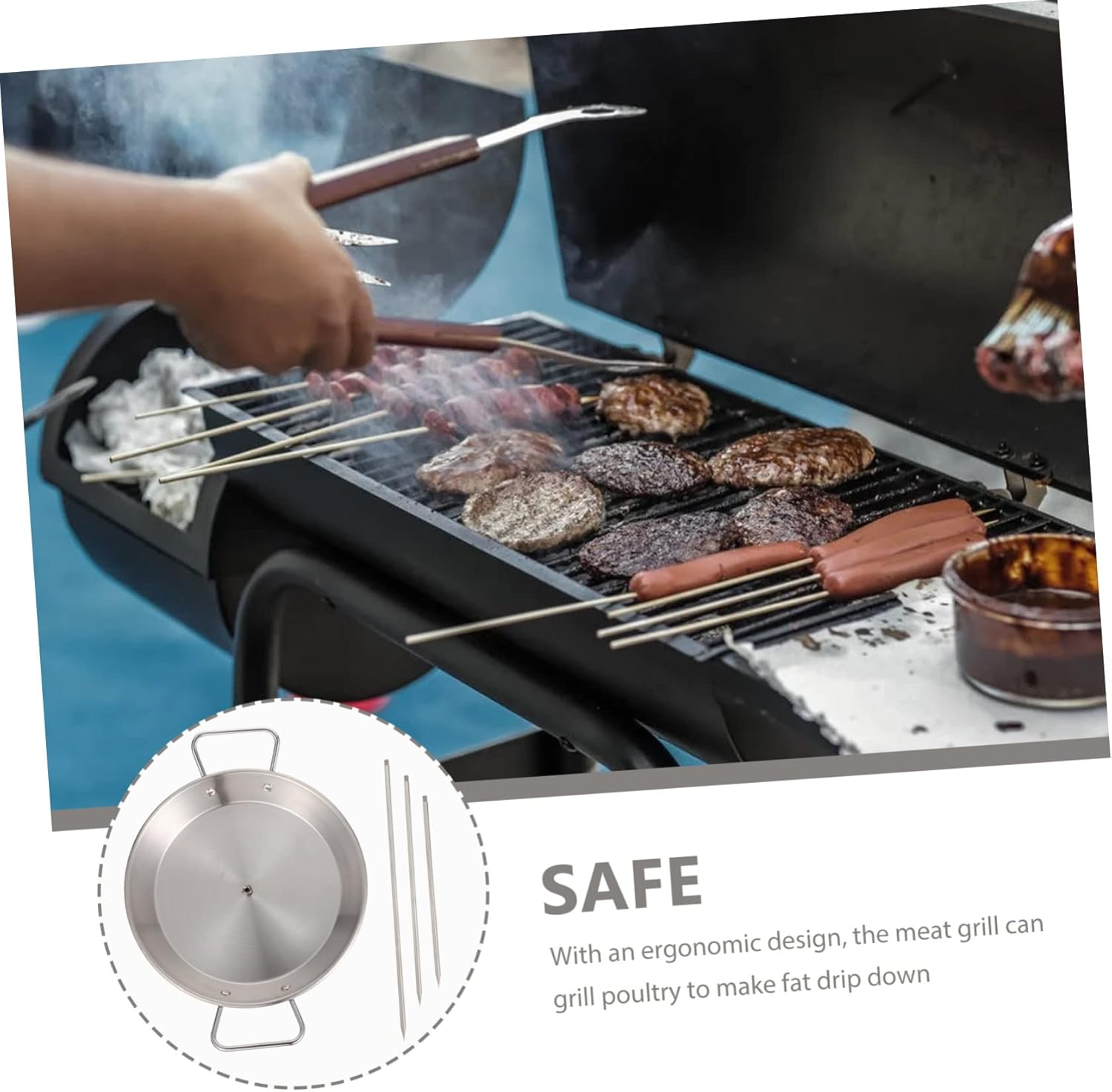 1Set Portable Stainless Steel Grill Rack for Outdoor Barbecues Practical Meat Grilled Stand with Removable Skewers Easy to Clean and Durable for Campfire Parties and Camping Events