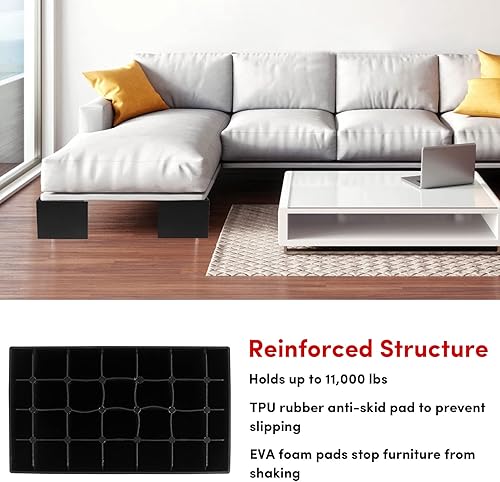 Miniatura 5 de DEDU Elevadores de cama de 5 pulgadas, resistentes, paquete de 4, elevadores de muebles en forma de L de gran tamaño, elevadores de sofá soportan