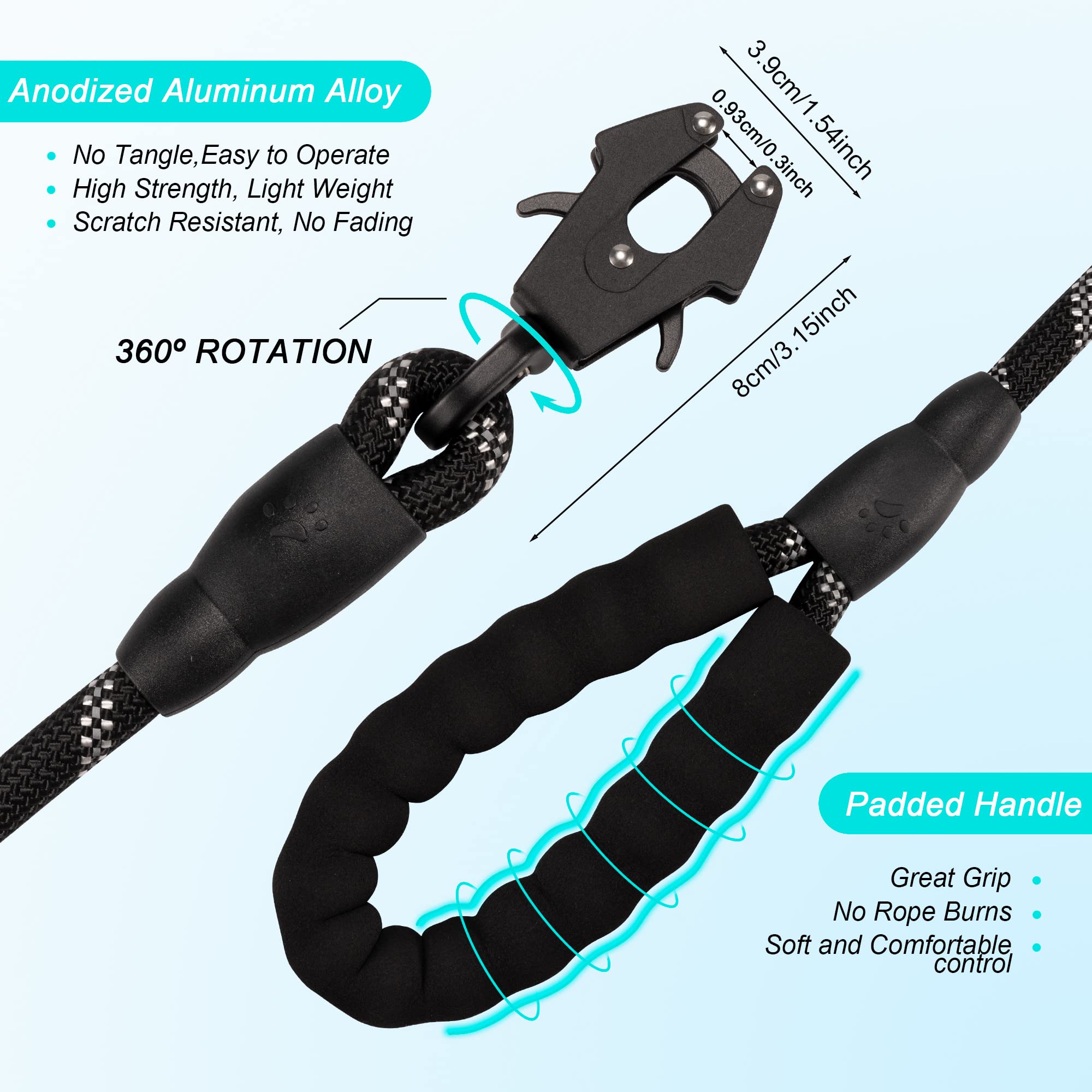 GEIT 2/4/5/6FT Dog Leash, Heavy Duty Rope Leashes - Image 4