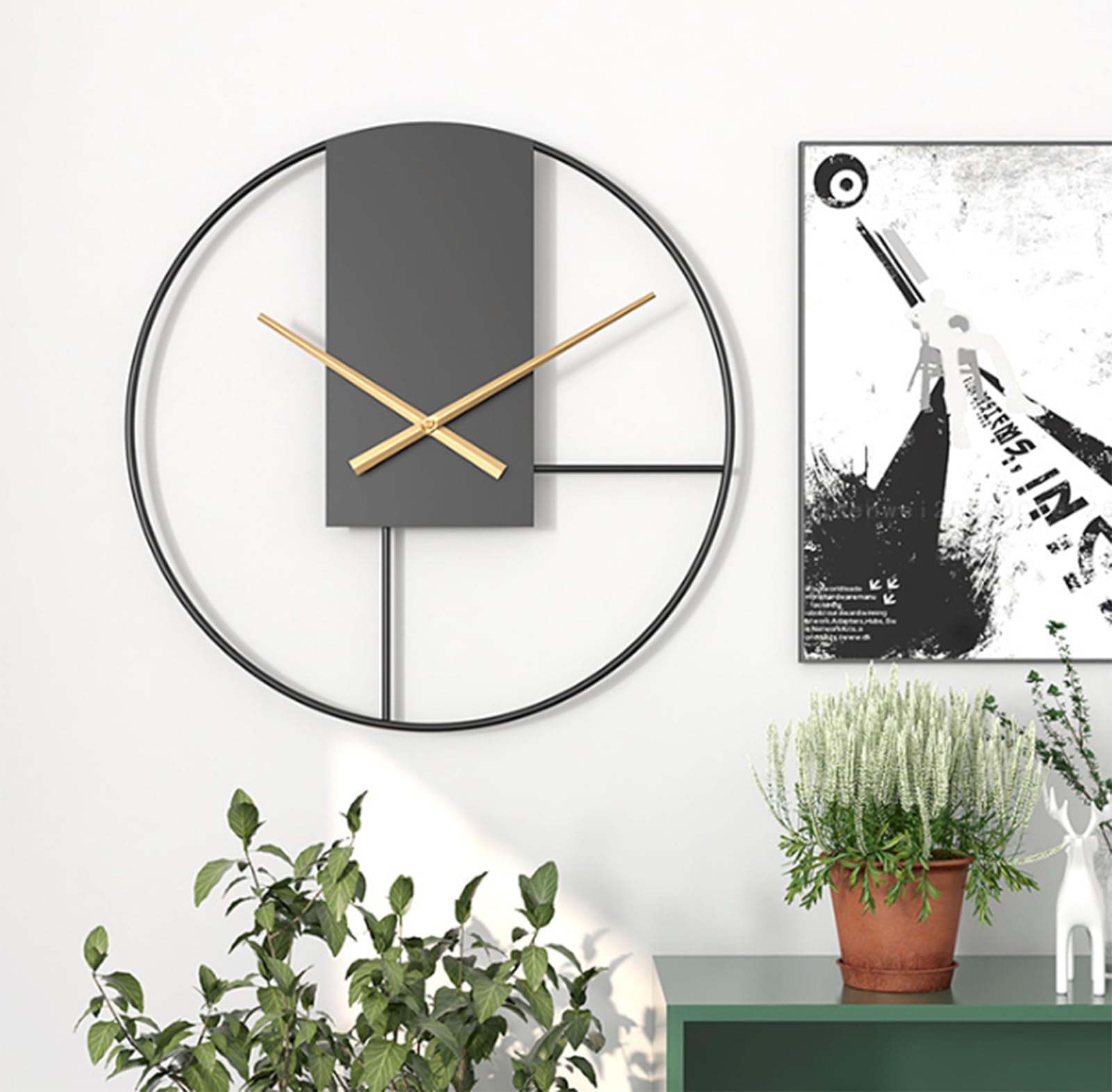 Reloj de Pared metálico Moderno y Sencillo, de 20 Pulgadas, silencioso, Funciona con Pilas, Ideal como Elemento Decorativo para Sala de Estar, Cocina, hogar, baño o Dormitorio