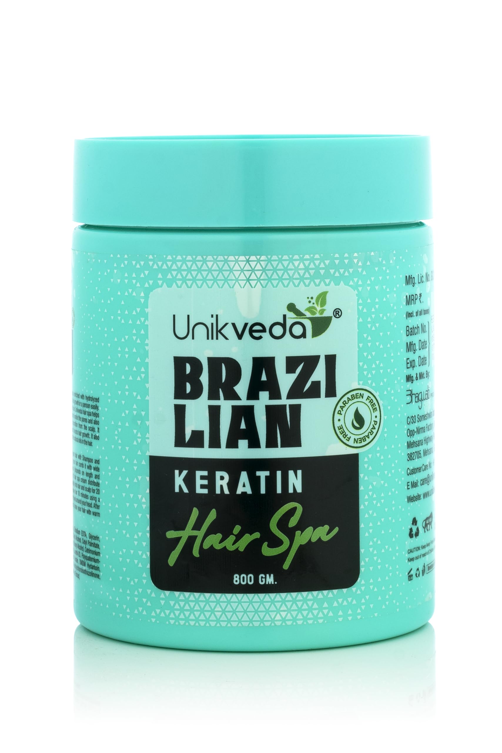 UNIKVEDA Brazalian Keratin Hair Spa with Hydrolyzed Keratin to Boost Hair Growth and Soft and Smooth Hair for Women 800gm