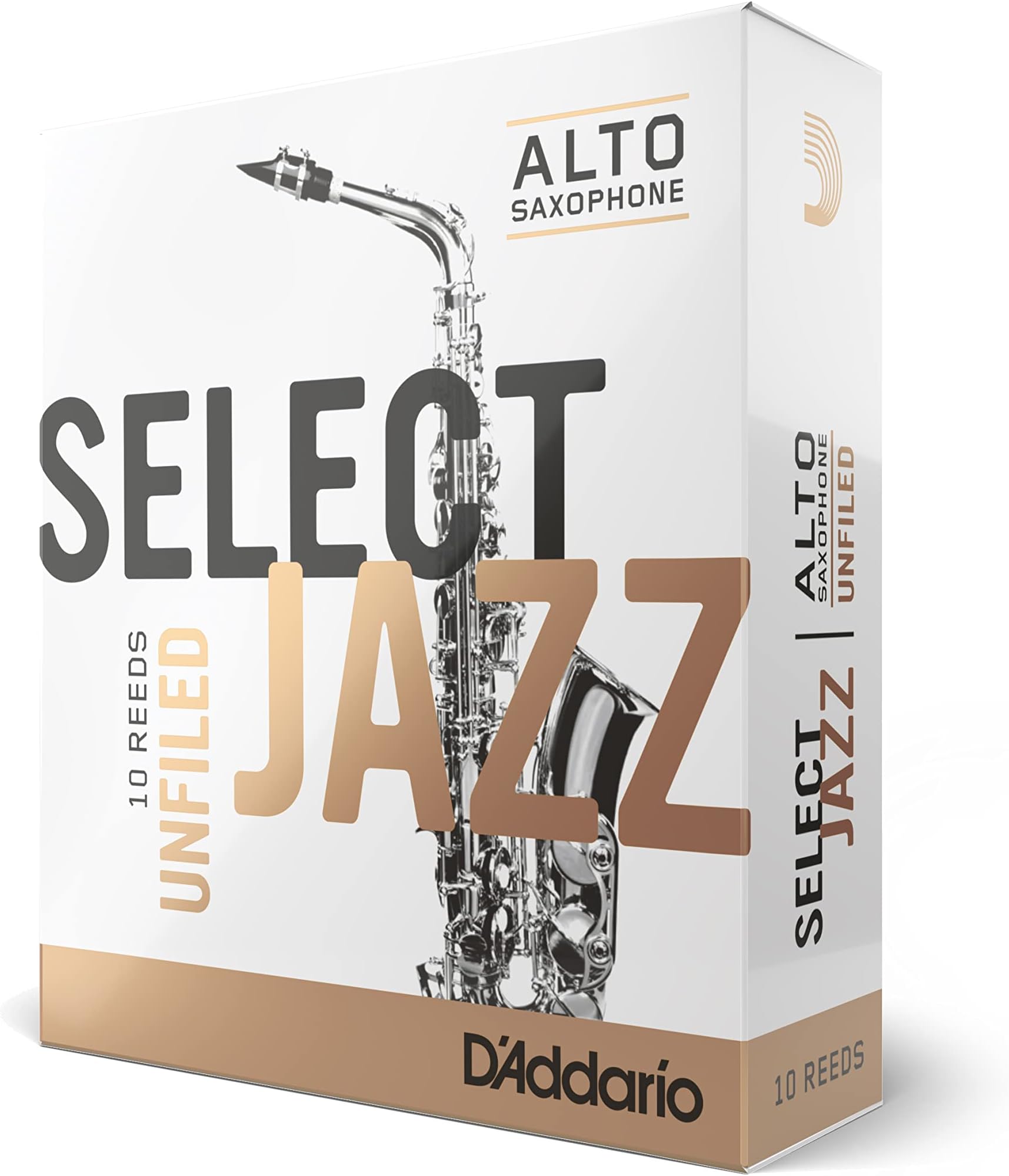 D’Addario Woodwinds Select Jazz Alto Sax Reeds, Unfiled, Strength 2 Strength Hard, 10-pack (RRS10ASX2H)
