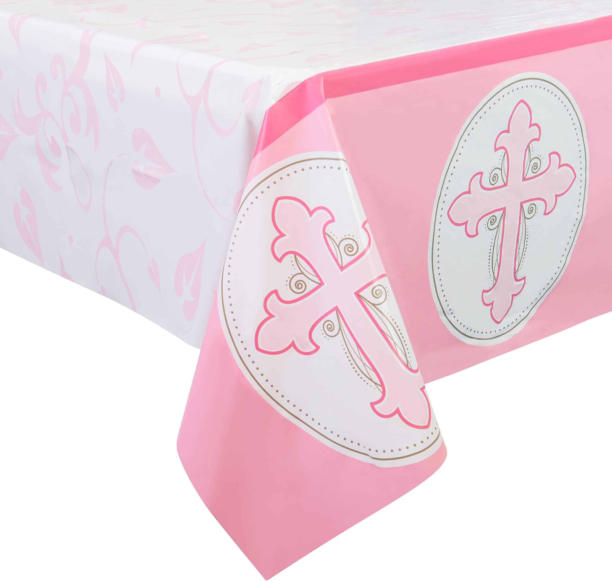 Amscan One Wild Girl 1st Birthday Plastic Table Cover - Pink Safari Animal Design, 54 X 102 Inches