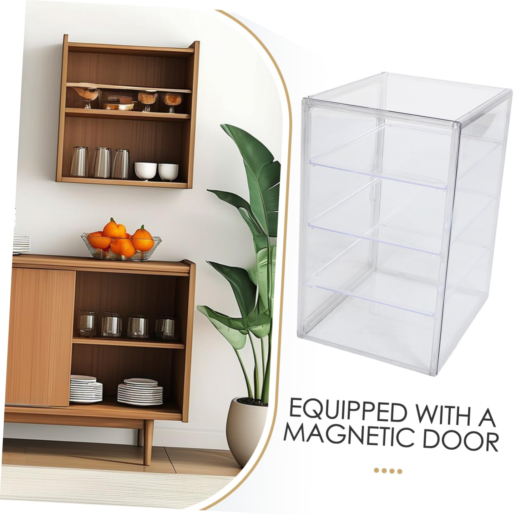 IMIKEYA Caja de Pan para Encimera de Cocina de Acrílico Transparente con 4 Niveles y Puerta Magnética, Fácil de Limpiar Estantes Ajustables para Panadería