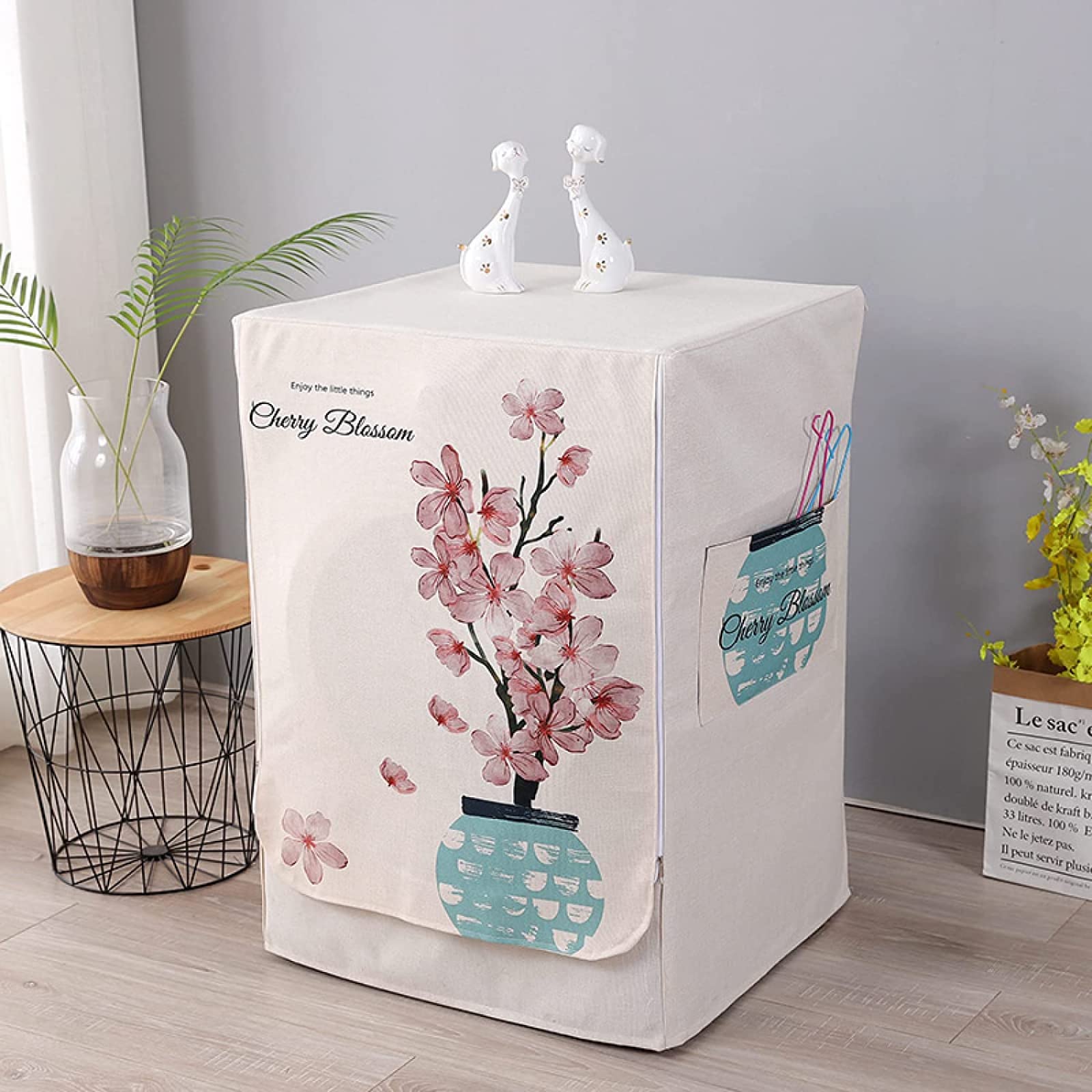 Baot8ylu Flower Tree Washing Machine Cover, Automatic Washer Dryer Cover, Waterproof, Canvas, S Size 60 X 50 X 85 Cm