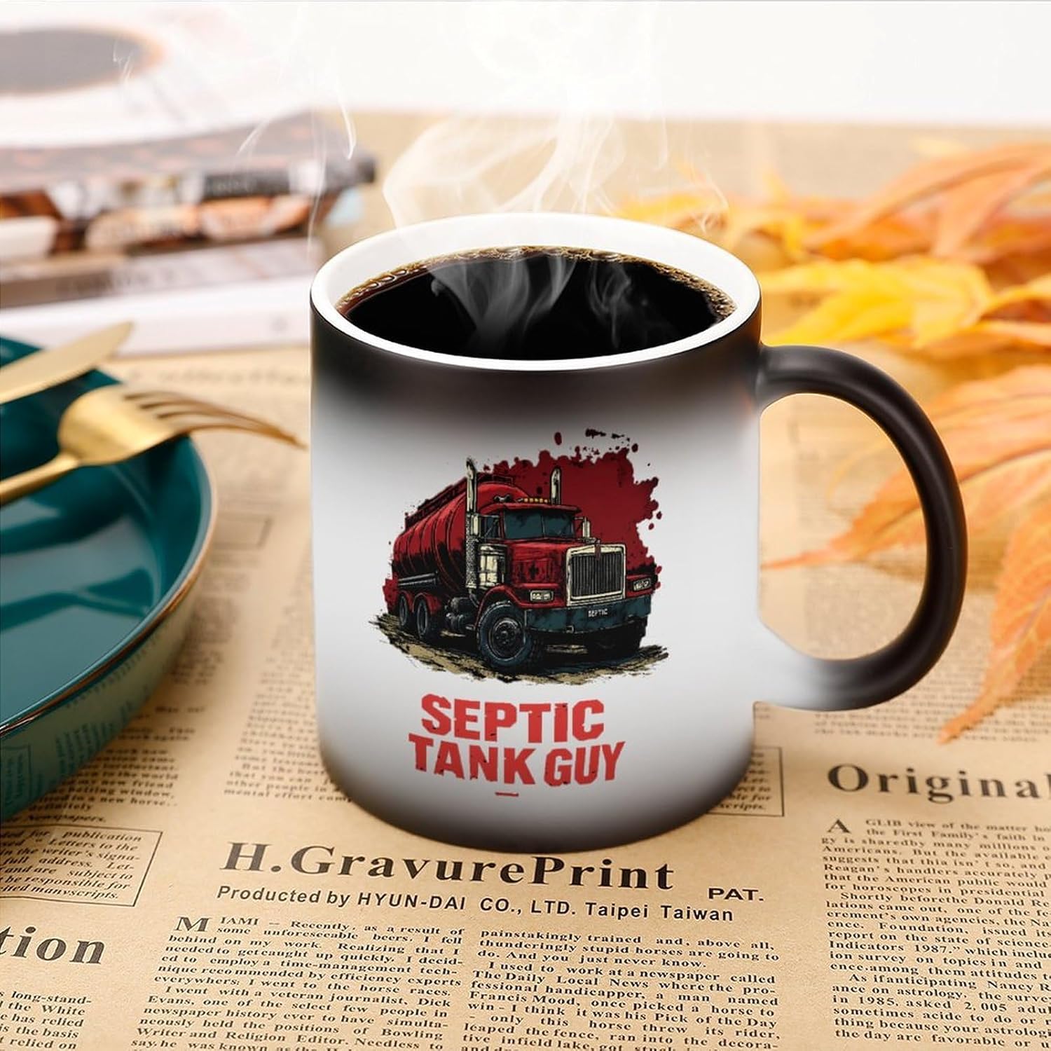 Septic Tank Guy Trucks Color Changing Mug Heated Ceramic Cup Heat Sensitive Coffee Mug Fun Gift