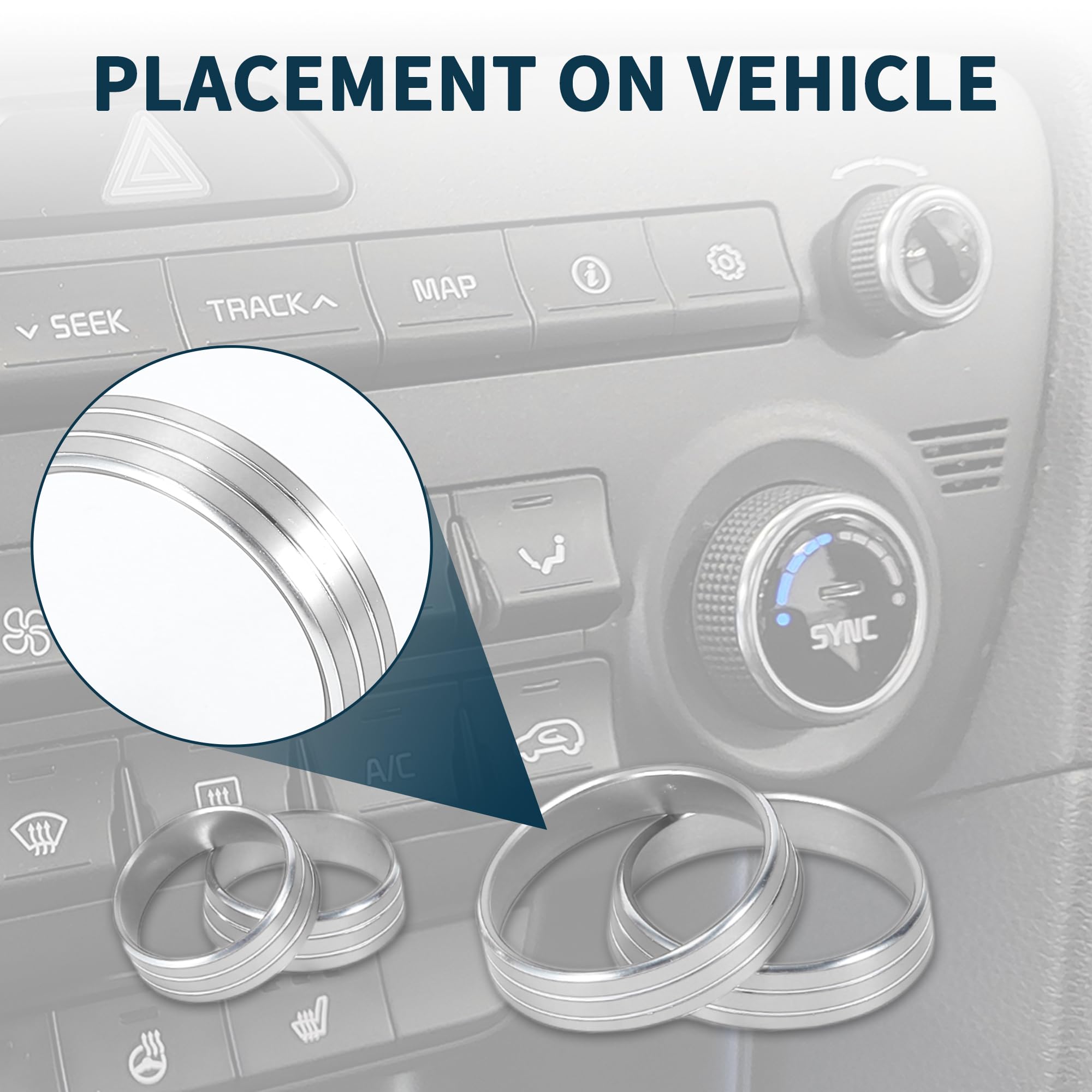 5 Pezzi Coperture Manopola A/C In Lega Di Alluminio Tono Argento Per Honda Accord 2018-2022 (Sedan Sport EX EX-L LX) - 2