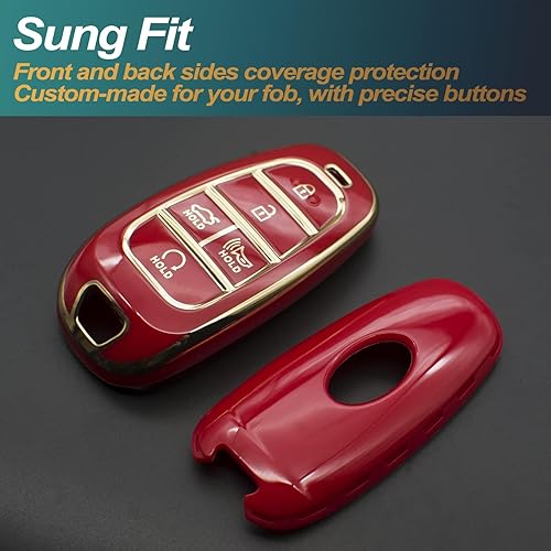 Miniatura 7 de FEYOUN Funda para llavero compatible con Hyundai Sonata Santa Fe Tucson Ioniq Palisade Smart 5 botones, TPU remoto sin llave, funda de protección,
